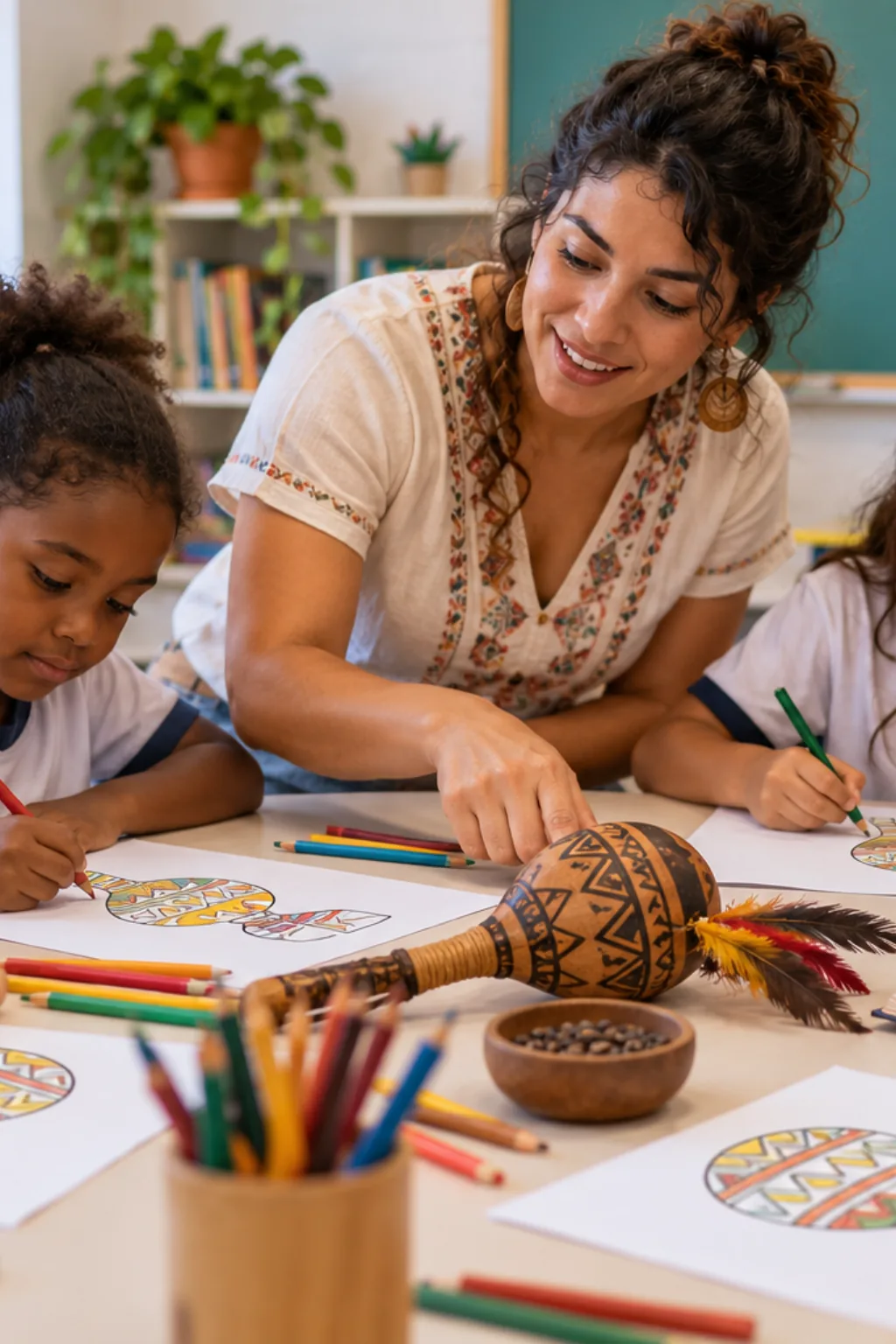 desenhos de maracá para colorir — exemplo criado na Desenhos pra Colorir