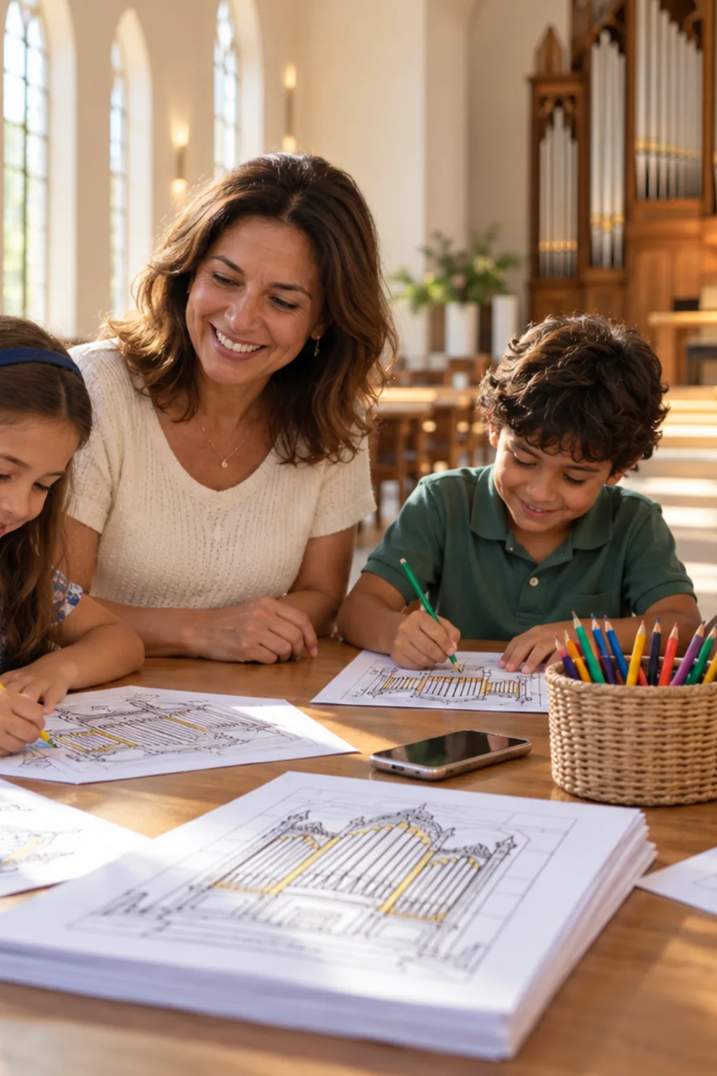 desenhos de órgão de tubos para colorir — exemplo criado na Desenhos pra Colorir