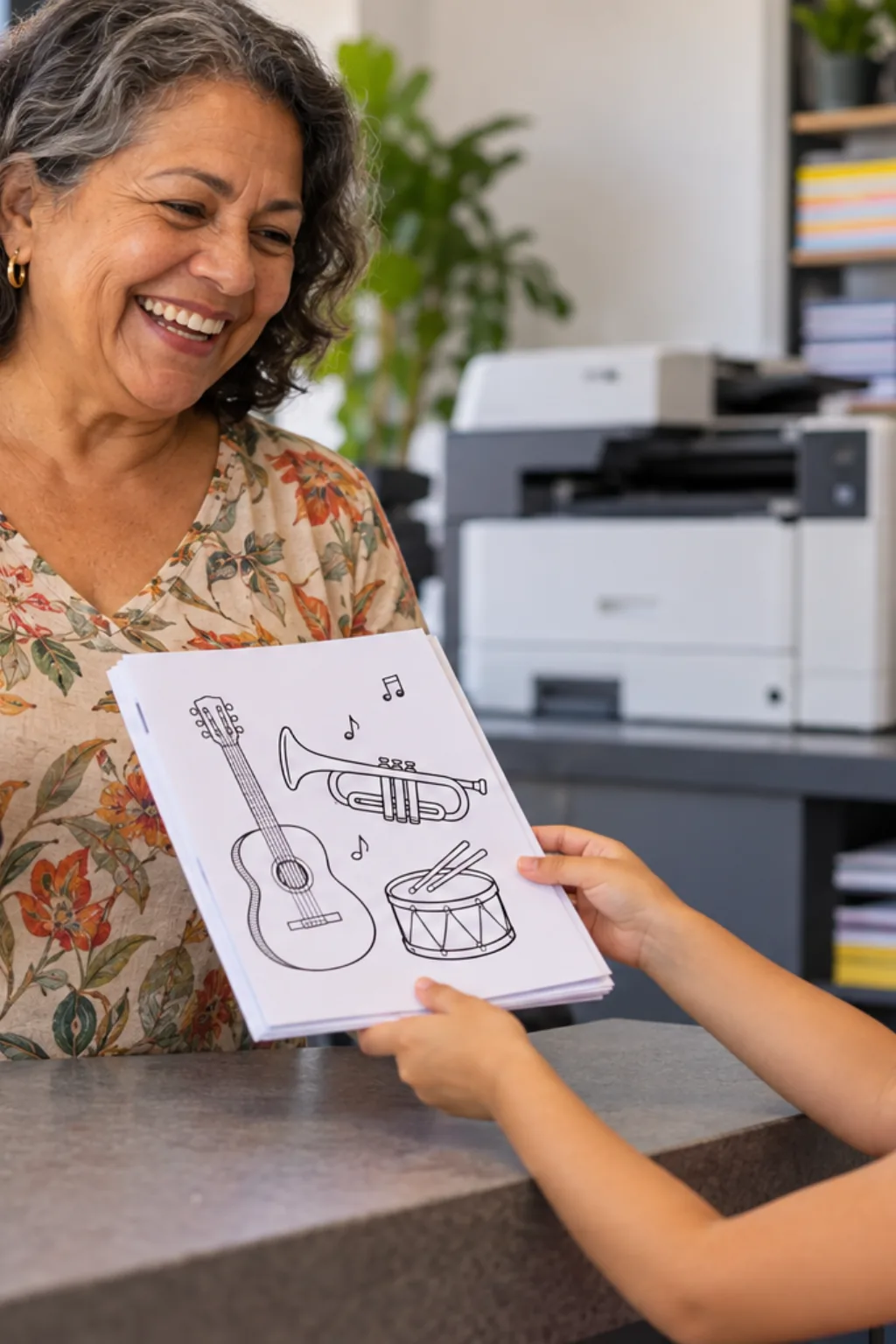 desenhos de instrumentos musicais para colorir em PDF — exemplo criado na Desenhos pra Colorir