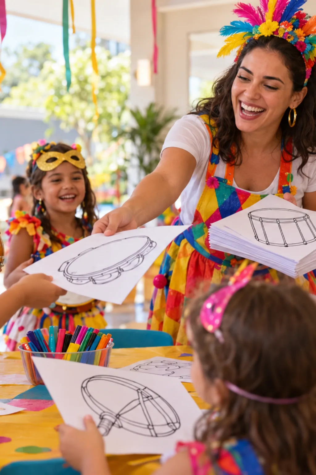 desenhos de instrumentos do samba para colorir — exemplo criado na Desenhos pra Colorir