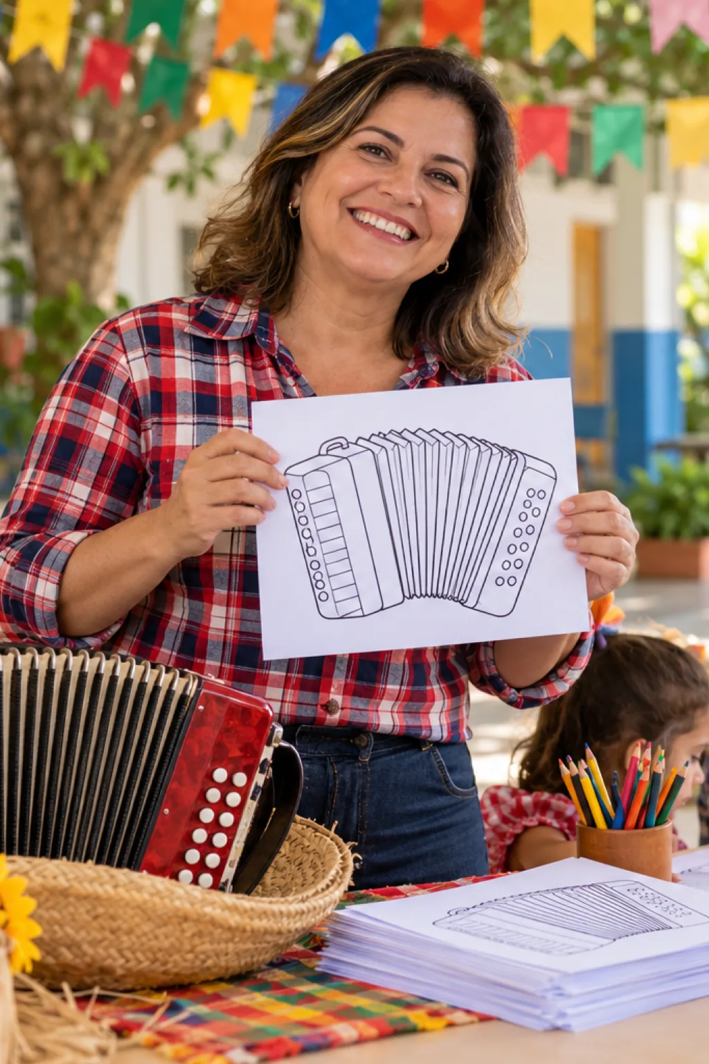 desenhos de sanfona para colorir — exemplo criado na Desenhos pra Colorir