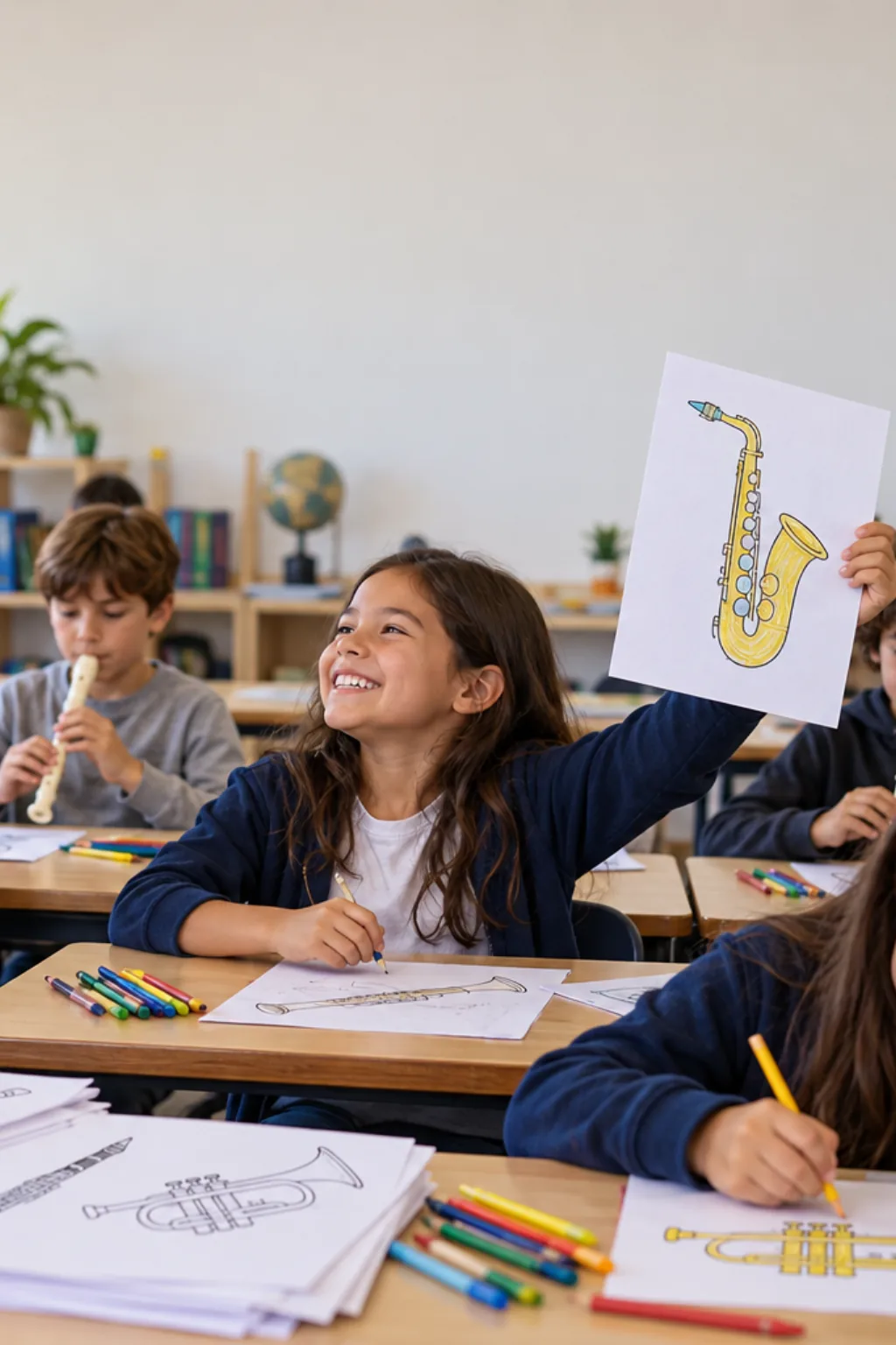 desenhos de instrumentos de sopro para colorir — exemplo criado na Desenhos pra Colorir