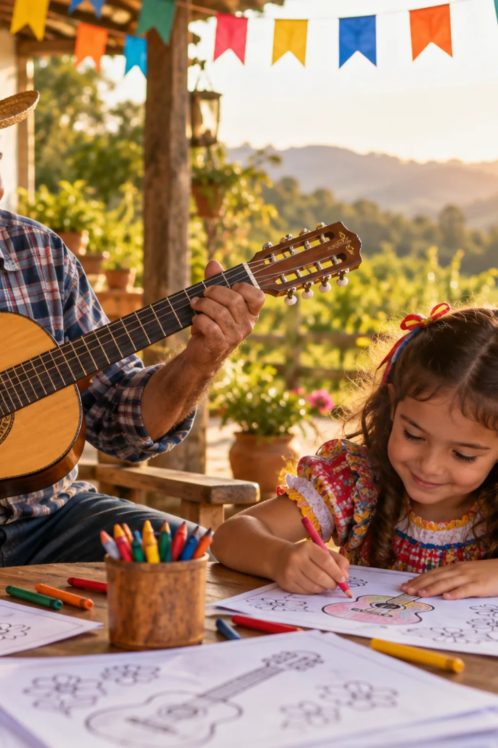 desenhos de viola caipira para colorir — exemplo criado na Desenhos pra Colorir