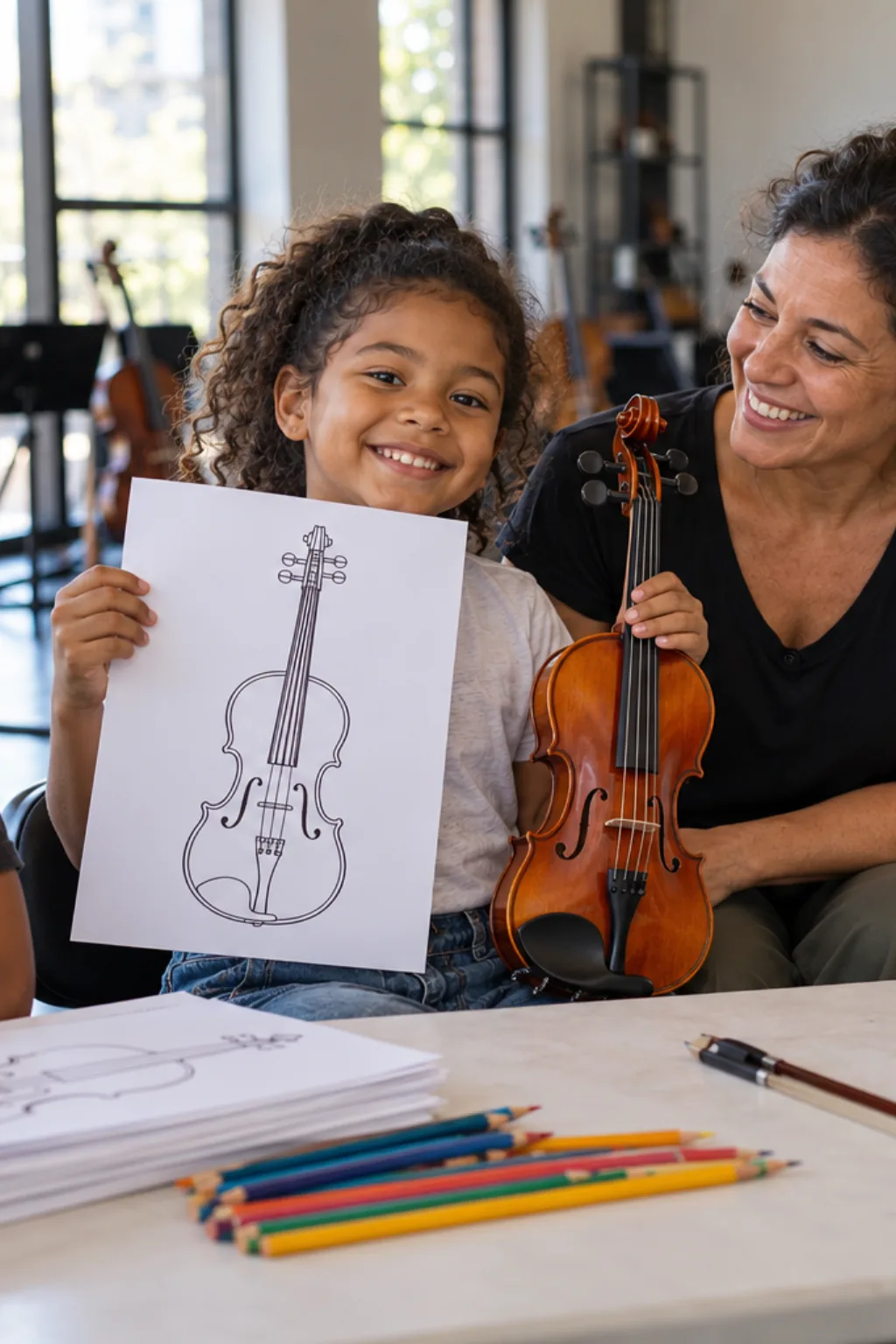 desenhos de violino para colorir — exemplo criado na Desenhos pra Colorir