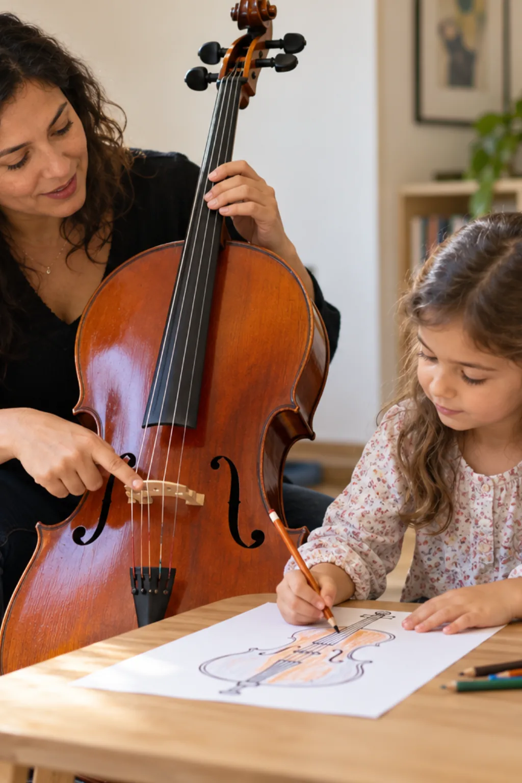 desenhos de violoncelo para colorir — exemplo criado na Desenhos pra Colorir