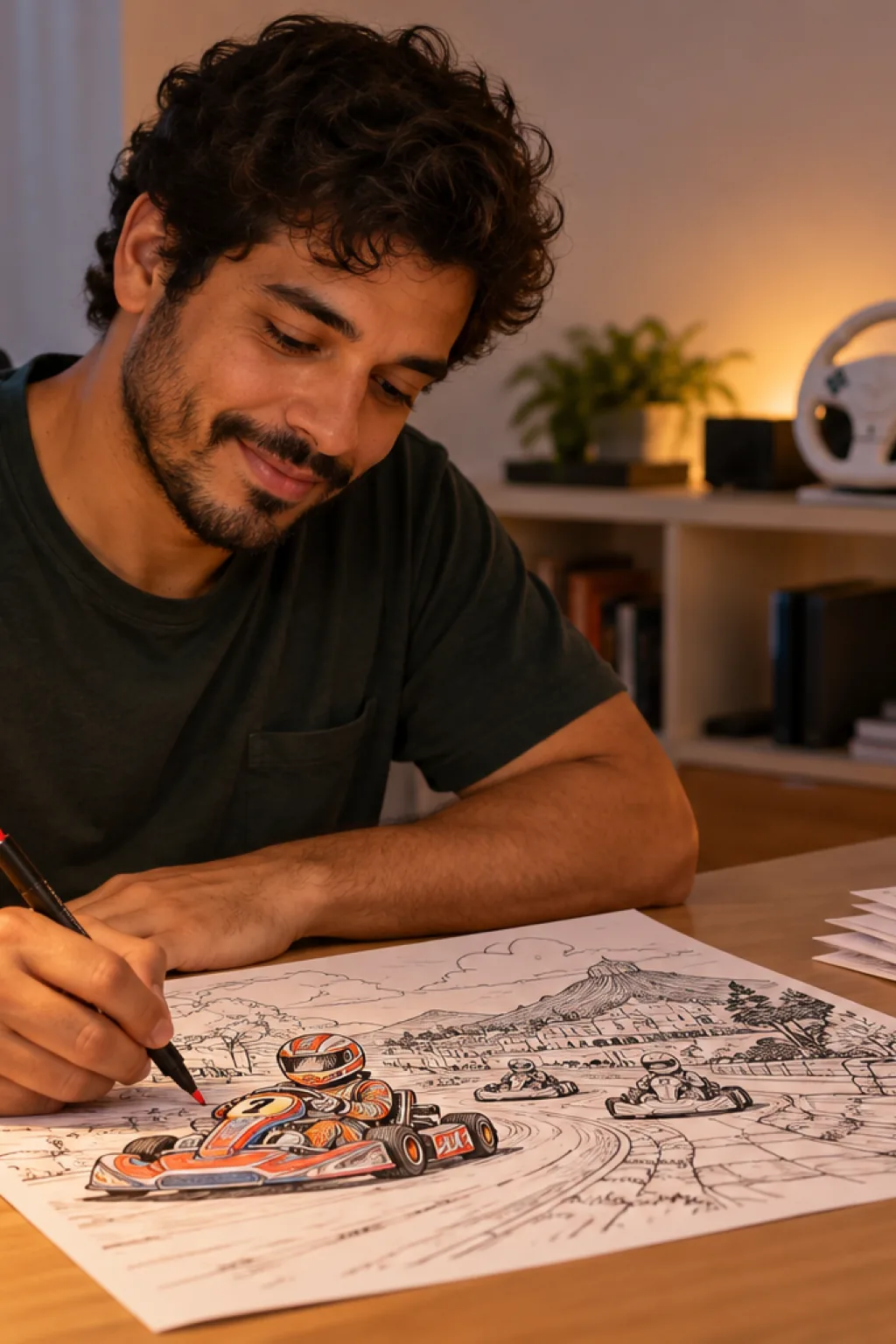desenhos de Mario Kart Wii para colorir — exemplo criado na Desenhos pra Colorir