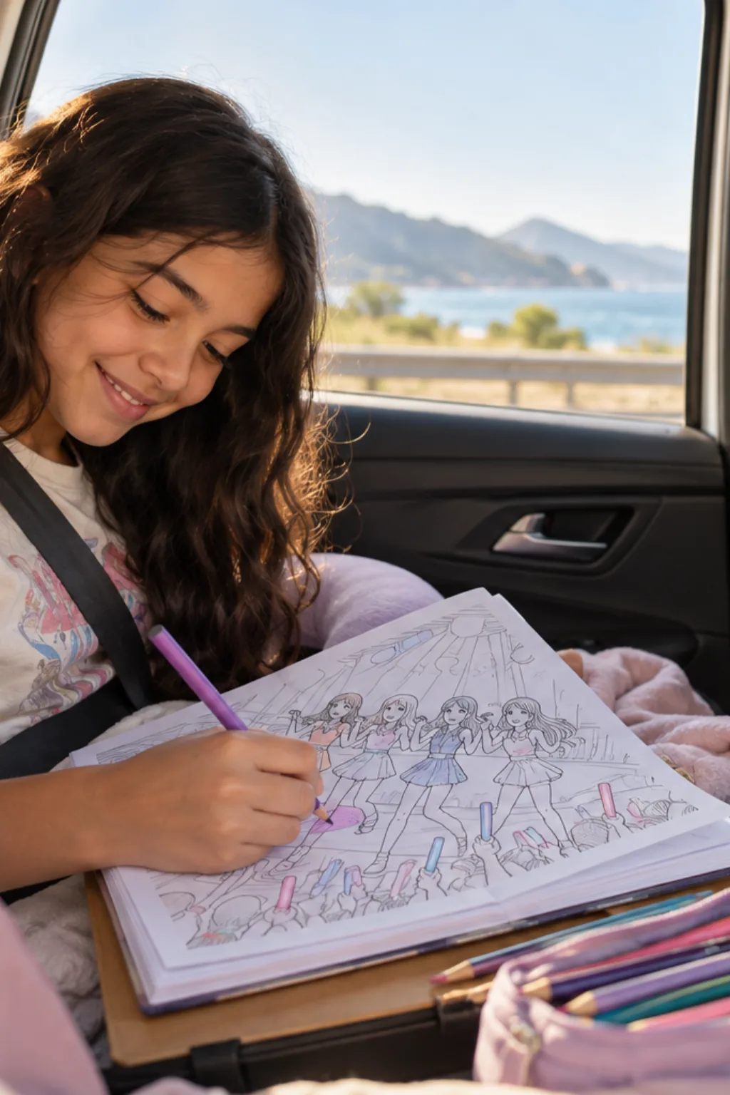 livro de colorir de K-pop — exemplo criado na Desenhos pra Colorir