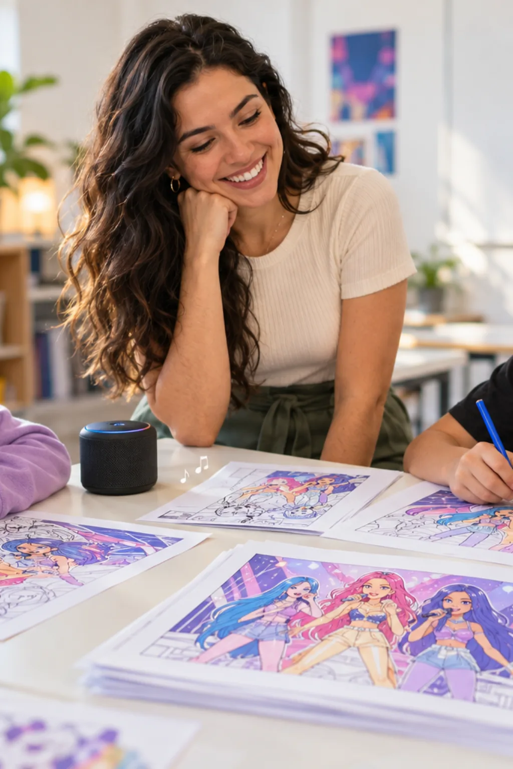desenhos da música What It Sounds Like de Guerreiras do K-pop para colorir — exemplo criado na Desenhos pra Colorir