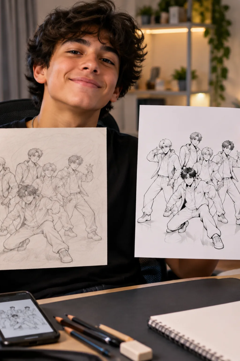 desenhos do Stray Kids para colorir — exemplo criado na Desenhos pra Colorir