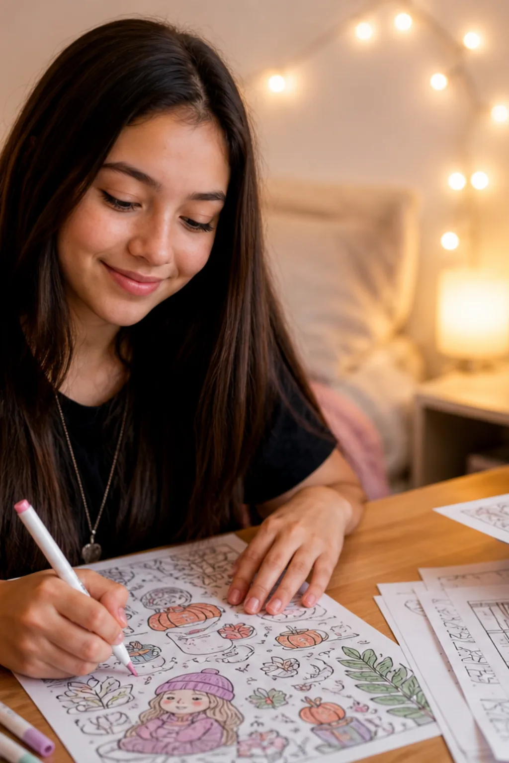 desenhos Cozy Eras para colorir — exemplo criado na Desenhos pra Colorir