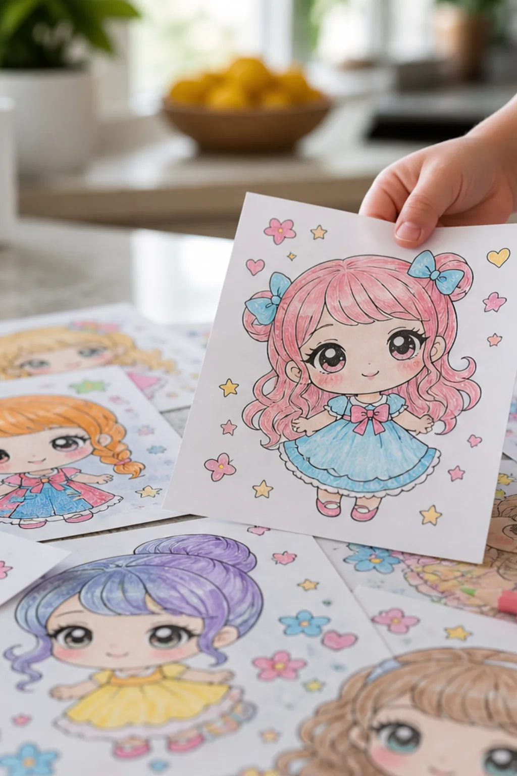 desenhos de meninas kawaii para colorir - 2