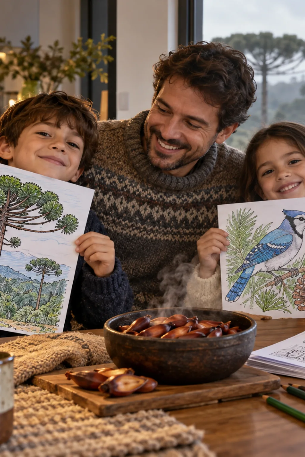desenhos da lenda da Araucária para colorir — exemplo criado na Desenhos pra Colorir