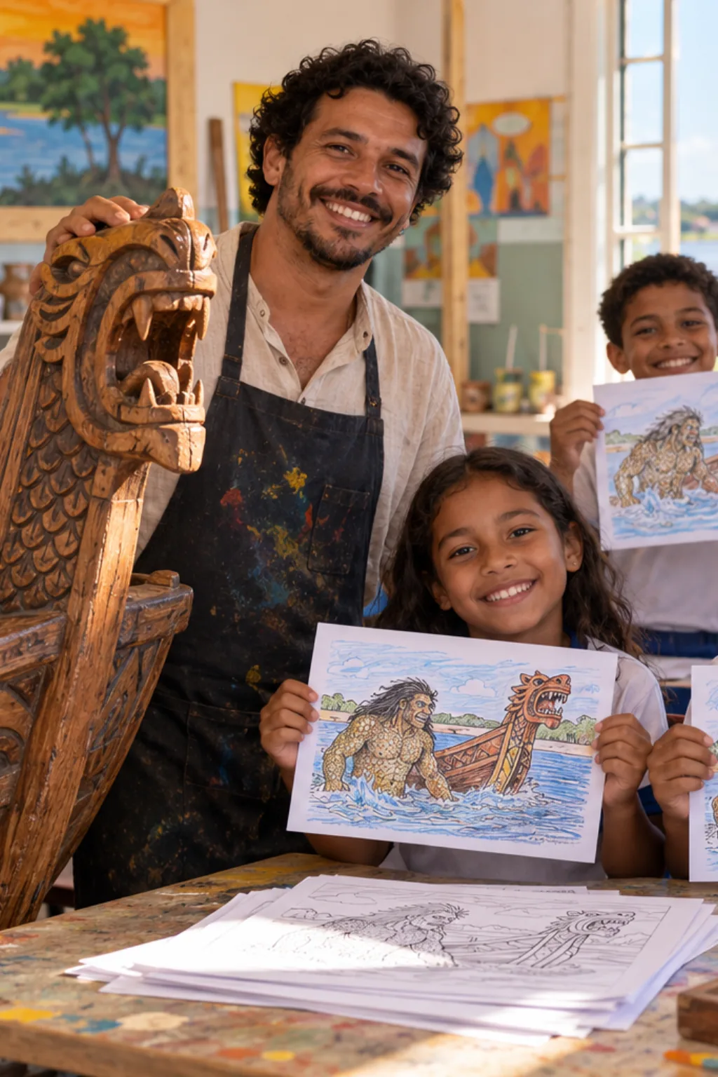 desenhos do Caboclo d'Água para colorir — exemplo criado na Desenhos pra Colorir