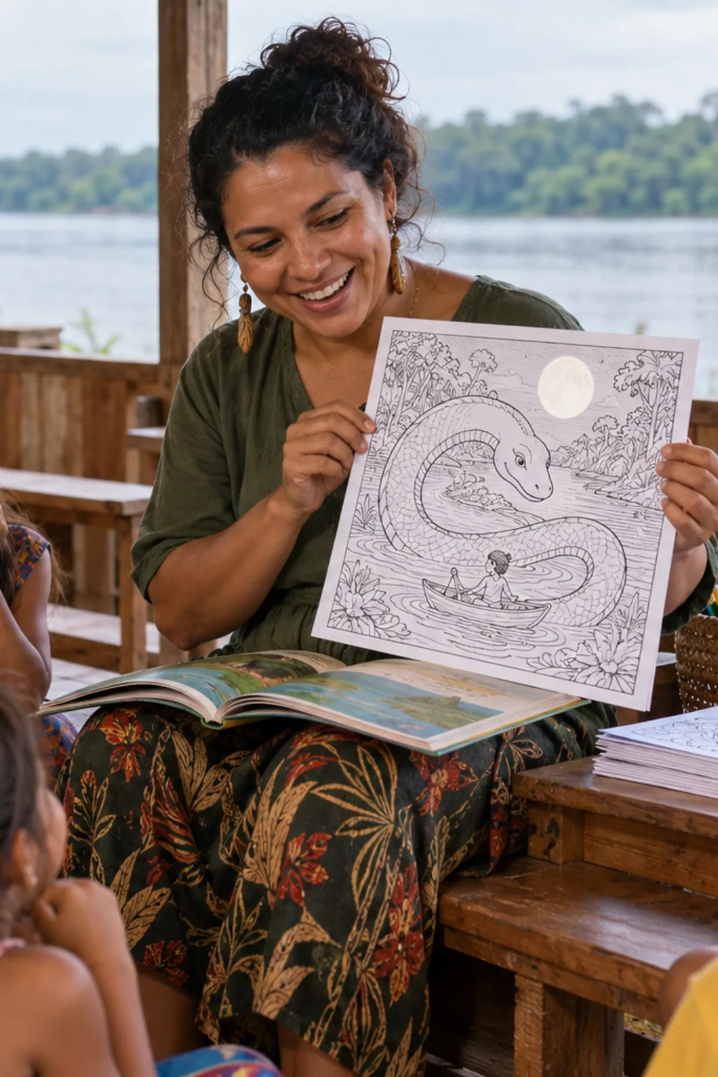 desenhos da lenda da Cobra Grande para colorir — exemplo criado na Desenhos pra Colorir