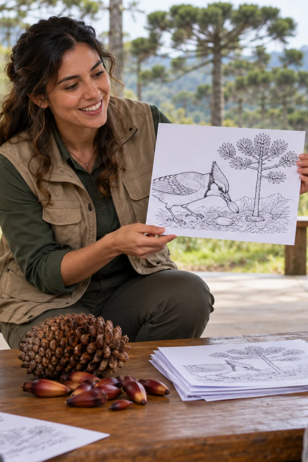 desenhos da lenda da gralha-azul para colorir — exemplo criado na Desenhos pra Colorir