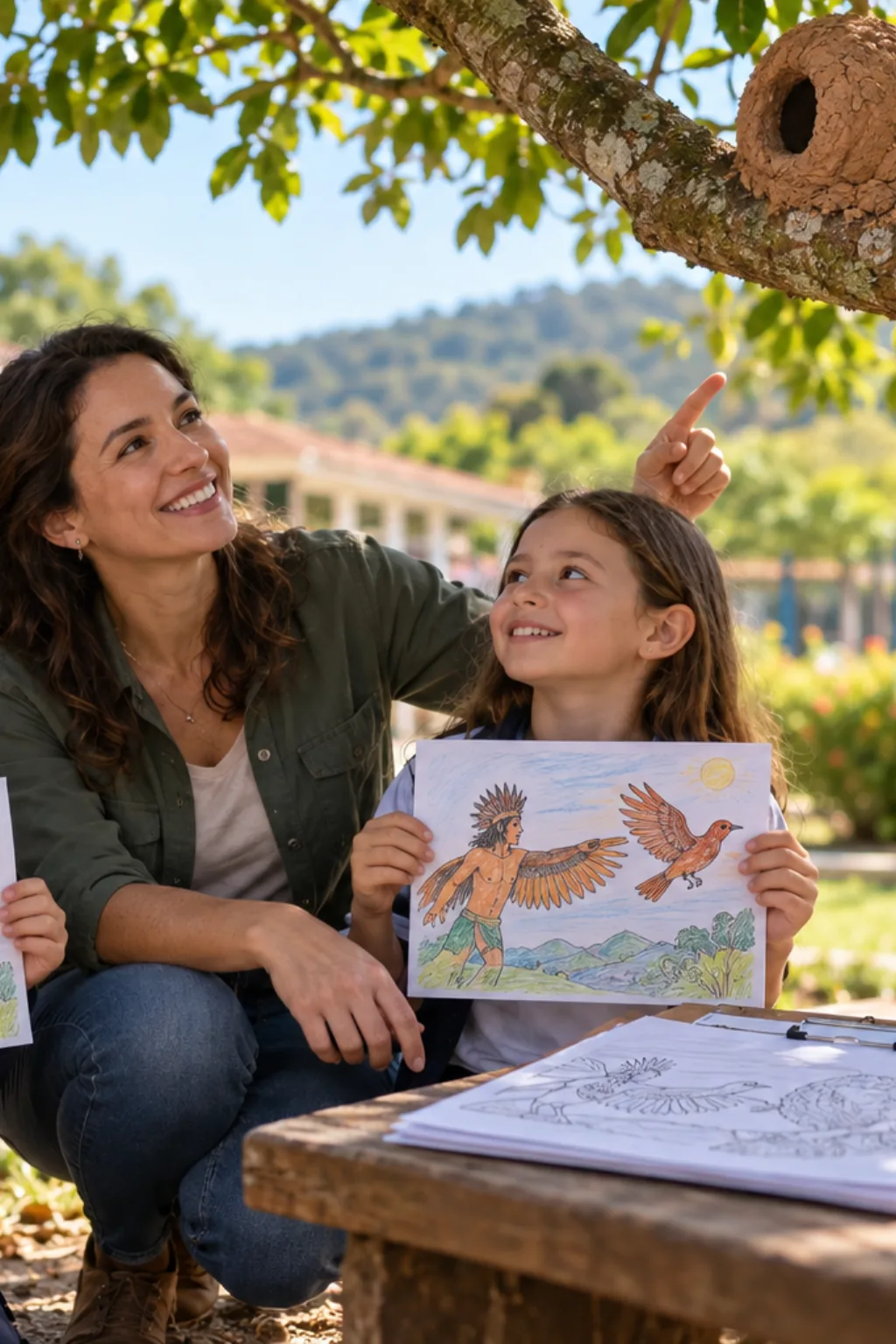 desenhos da lenda do João-de-Barro para colorir — exemplo criado na Desenhos pra Colorir