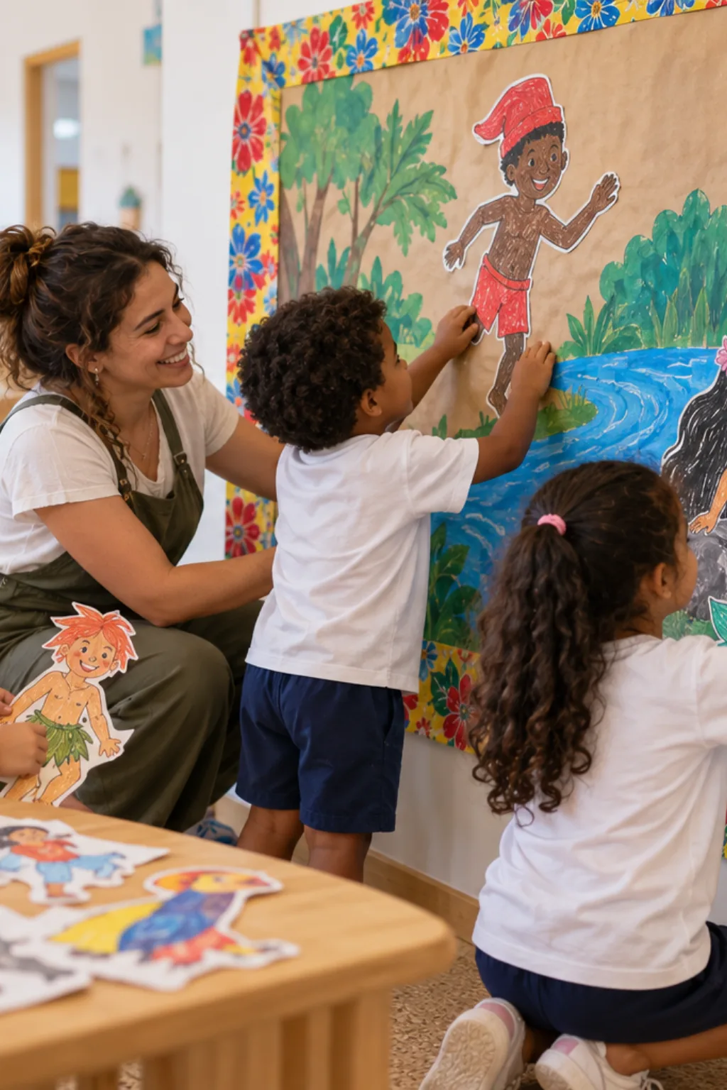 painel do folclore para colorir — exemplo criado na Desenhos pra Colorir