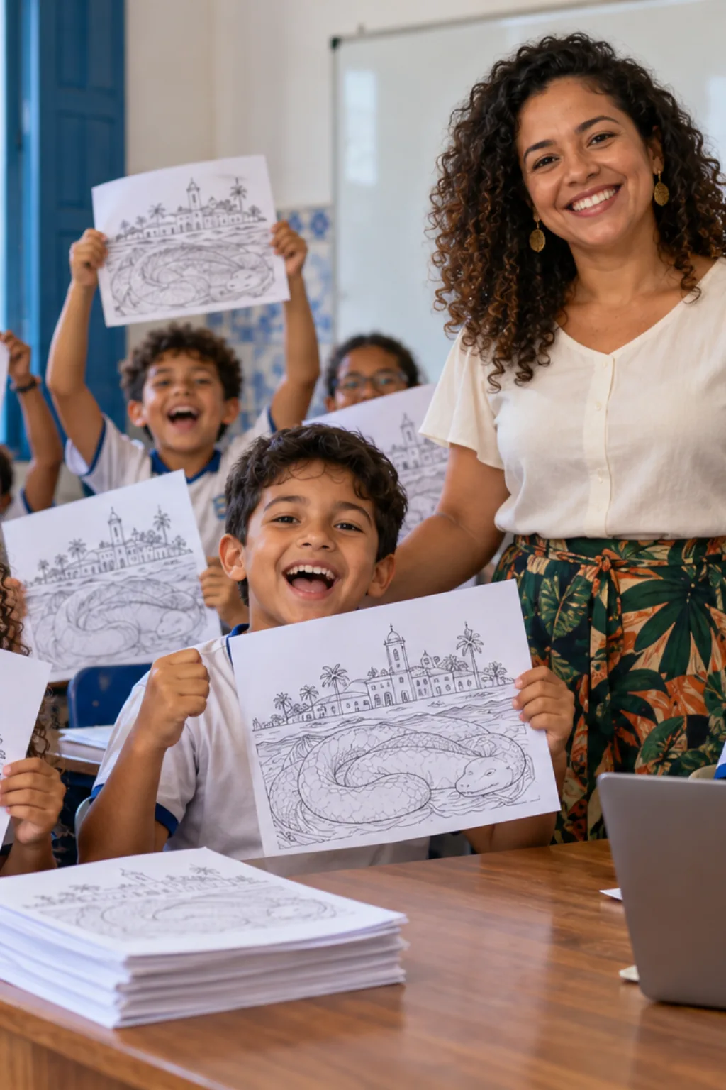 desenhos da lenda da Serpente Encantada para colorir — exemplo criado na Desenhos pra Colorir