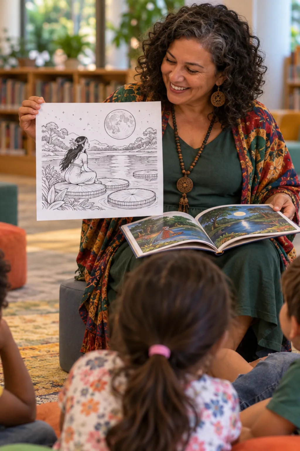 desenhos da lenda da vitória-régia para colorir — exemplo criado na Desenhos pra Colorir