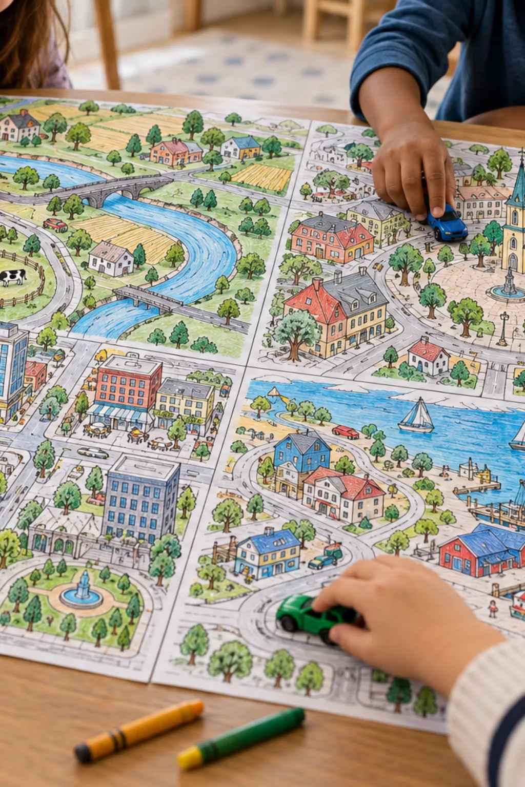 Desenhos de Mapas de Cidades para Colorir - Depois