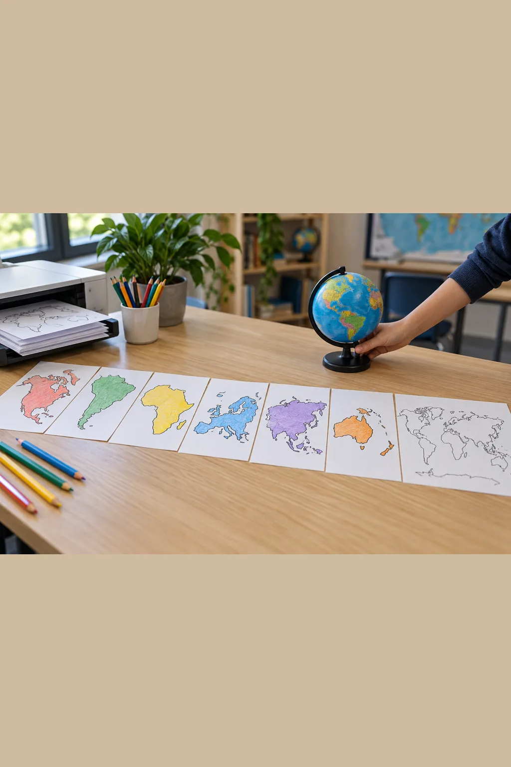 Desenhos de Mapas de Continentes para Colorir - Depois
