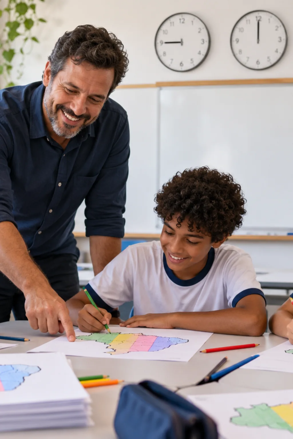 desenhos do mapa dos fusos horários do Brasil para colorir — exemplo criado na Desenhos pra Colorir