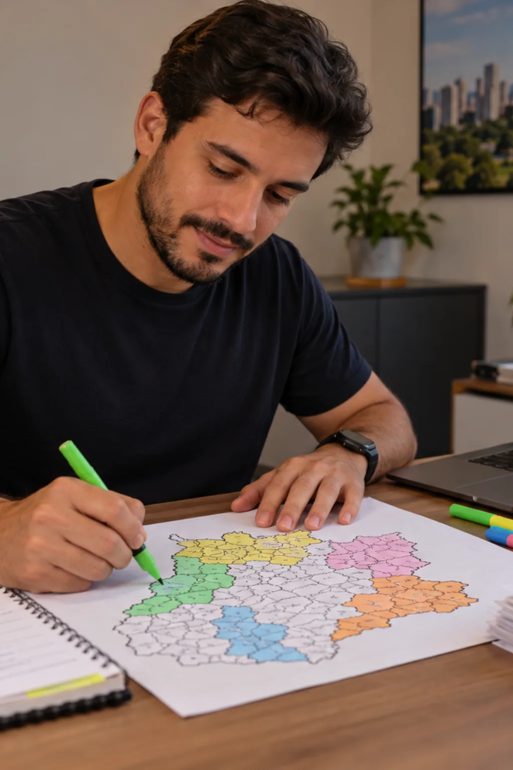 desenhos do mapa de Goiás com municípios para colorir — exemplo criado na Desenhos pra Colorir