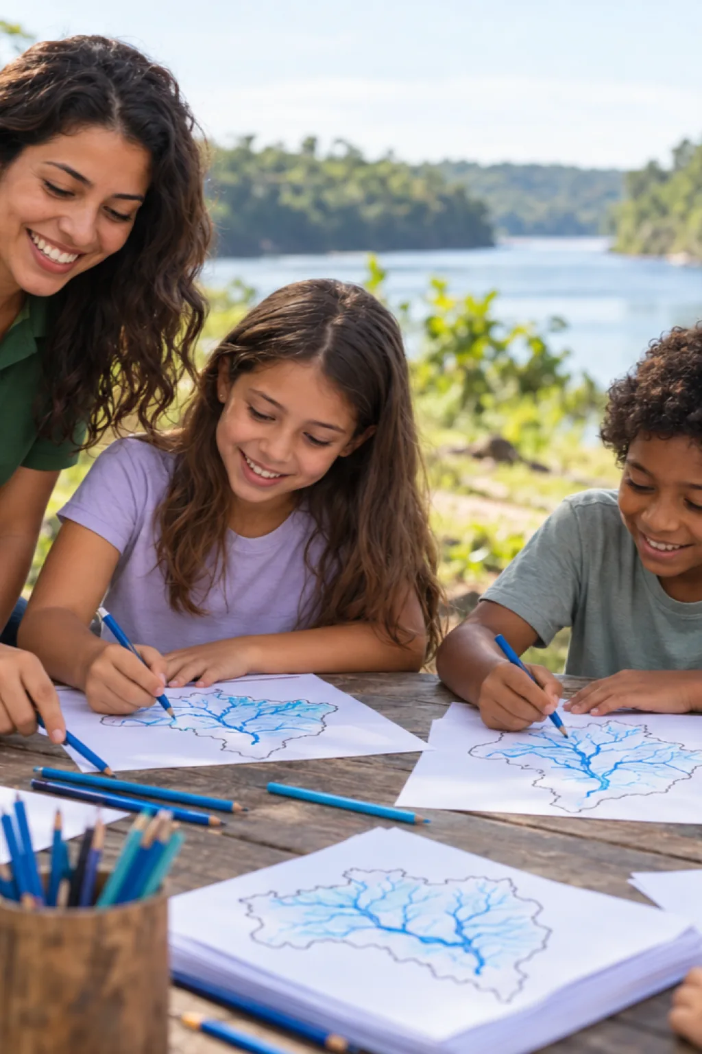 desenhos do mapa hidrográfico do Brasil para colorir — exemplo criado na Desenhos pra Colorir