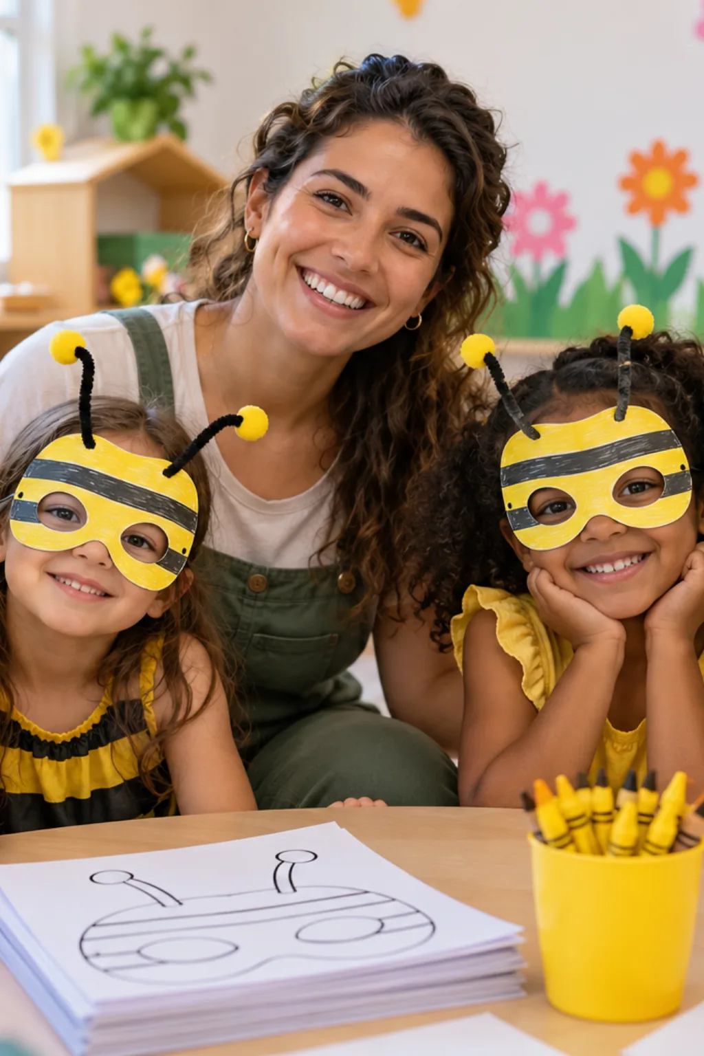desenhos de máscaras de abelha para colorir — exemplo criado na Desenhos pra Colorir