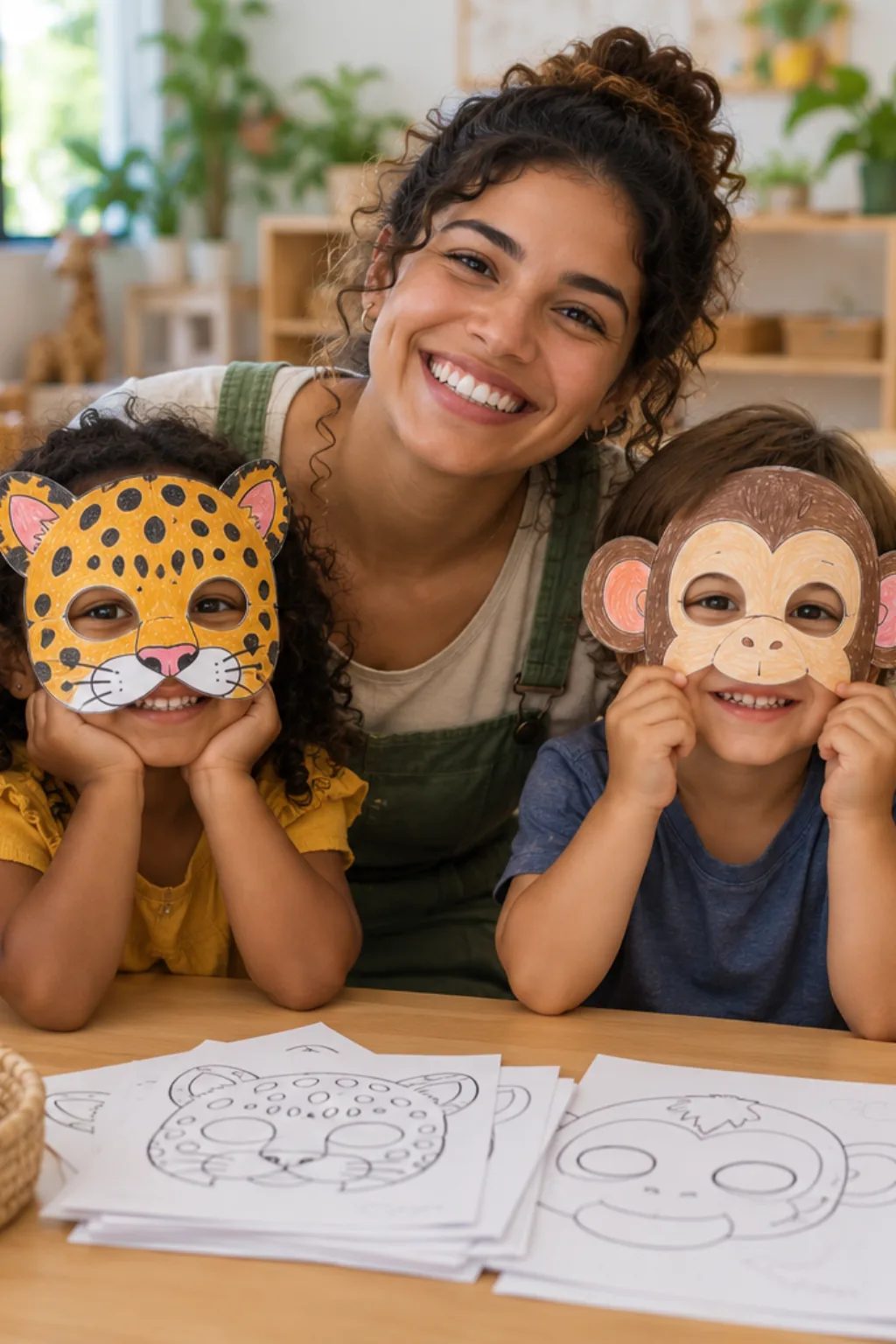 desenhos de máscaras de animais para colorir — exemplo criado na Desenhos pra Colorir