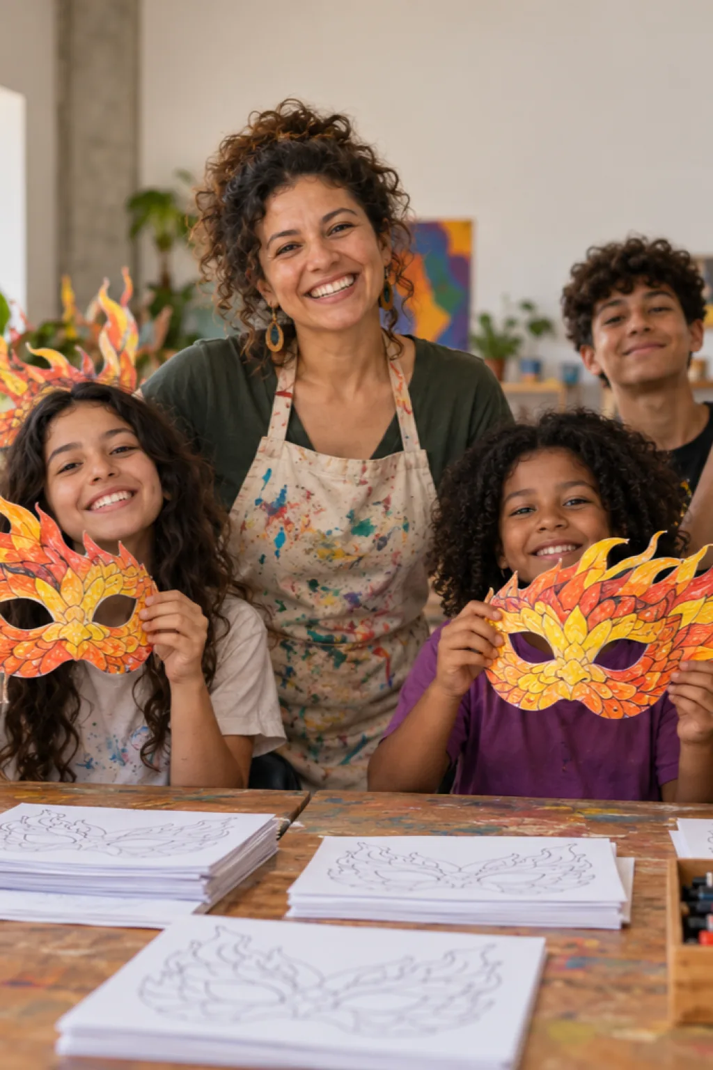 desenhos de máscaras do Boitatá para colorir — exemplo criado na Desenhos pra Colorir
