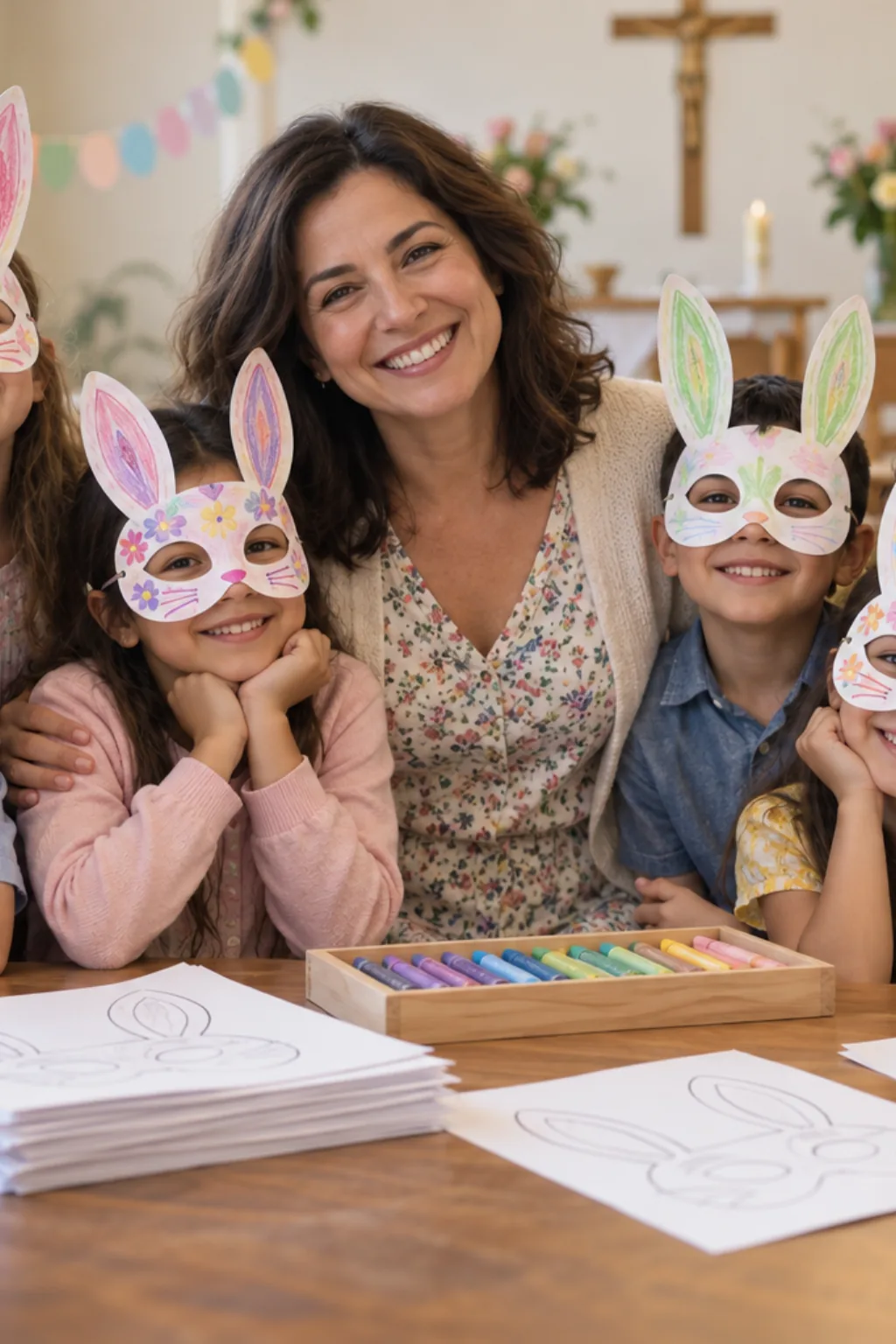 desenhos de máscaras de coelho para colorir — exemplo criado na Desenhos pra Colorir