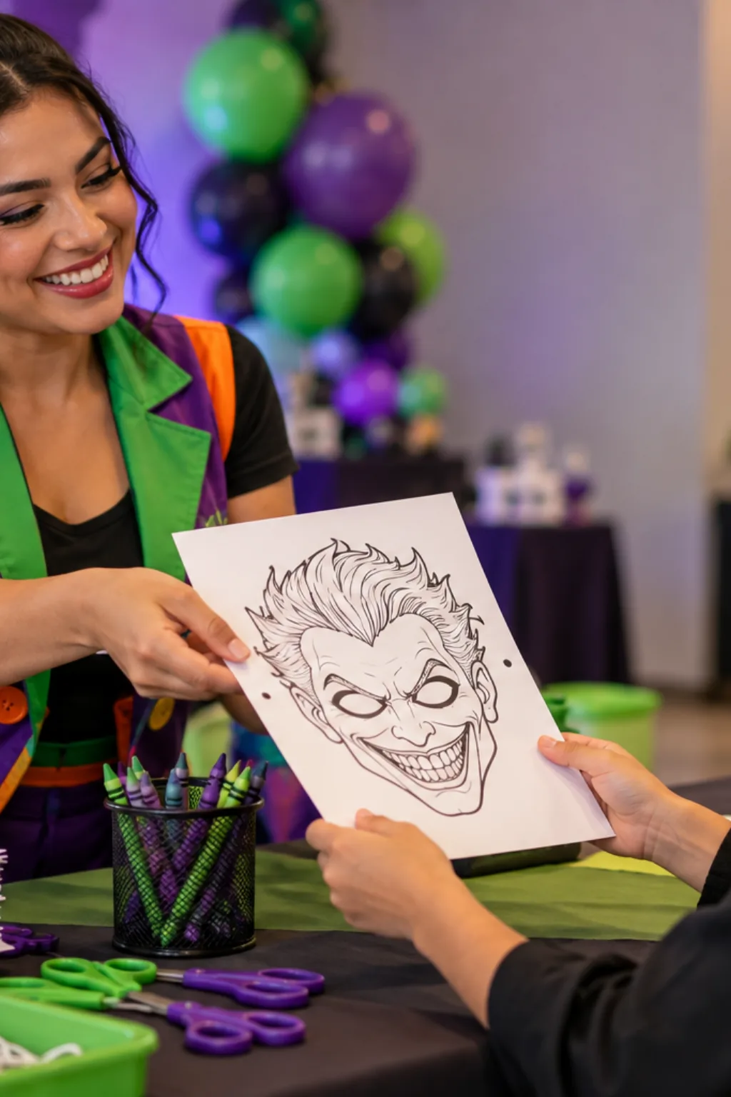desenhos da máscara do Coringa para colorir — exemplo criado na Desenhos pra Colorir
