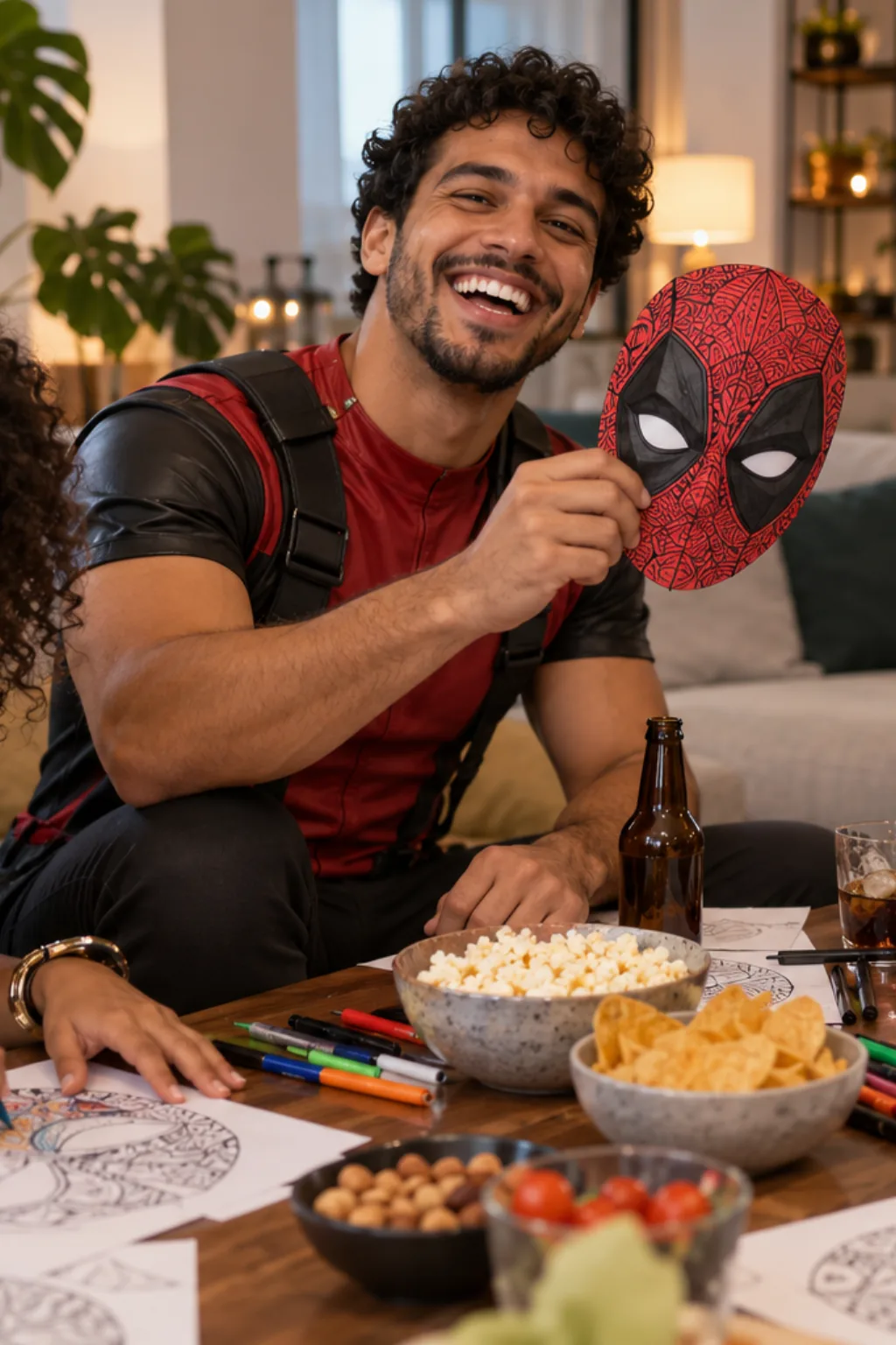 desenhos de máscaras do Deadpool para colorir — exemplo criado na Desenhos pra Colorir
