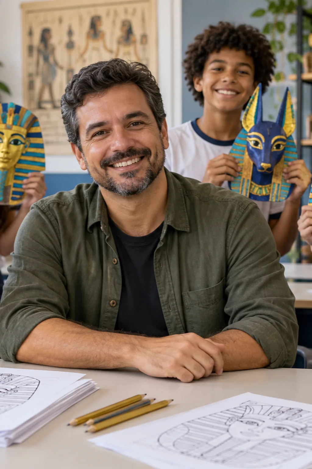 desenhos de máscaras egípcias para colorir — exemplo criado na Desenhos pra Colorir