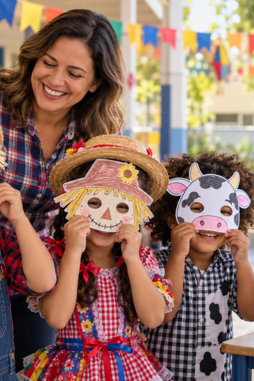 desenhos de máscaras de festa junina para colorir — exemplo criado na Desenhos pra Colorir