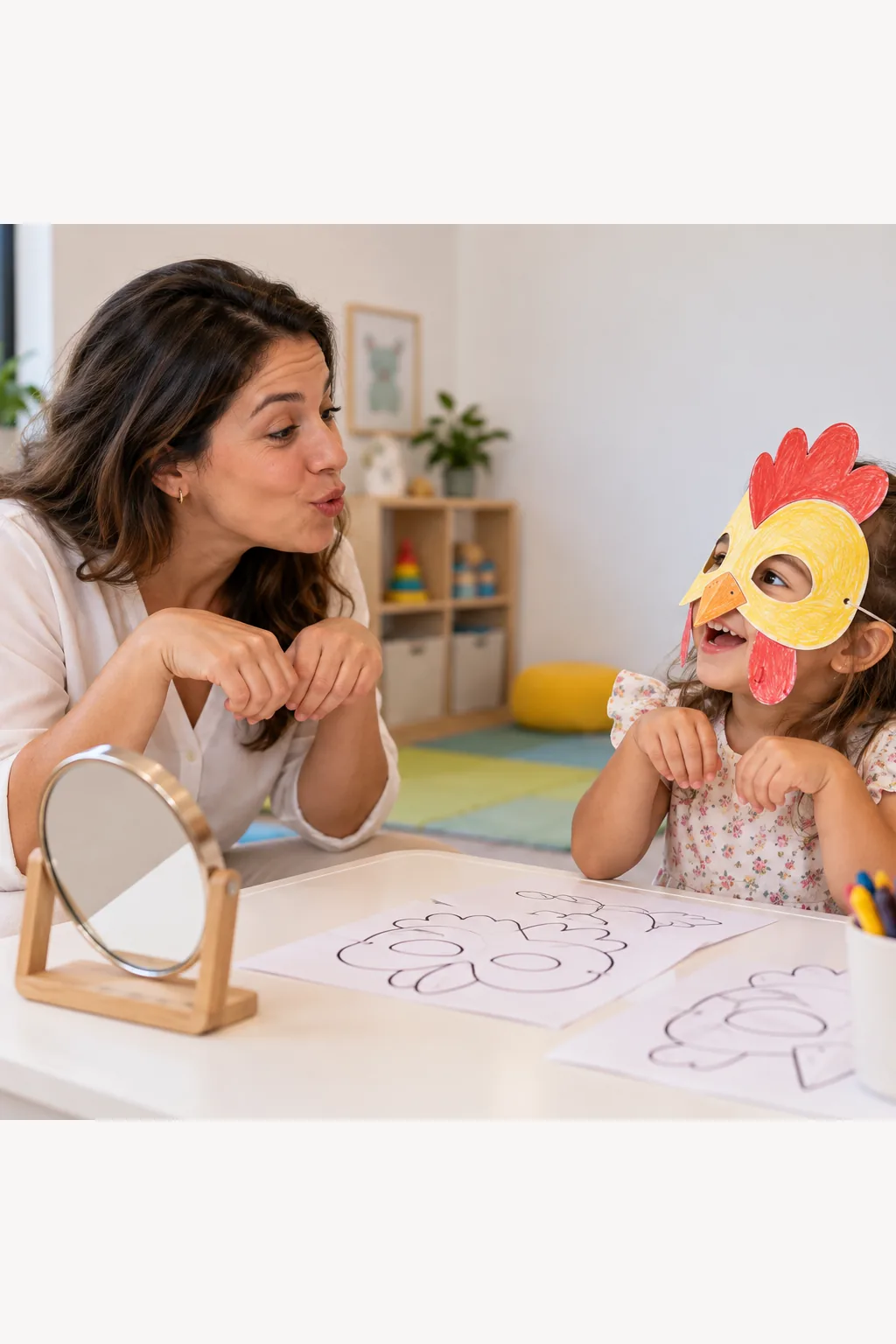 desenhos de máscaras de galinha para colorir — exemplo criado na Desenhos pra Colorir