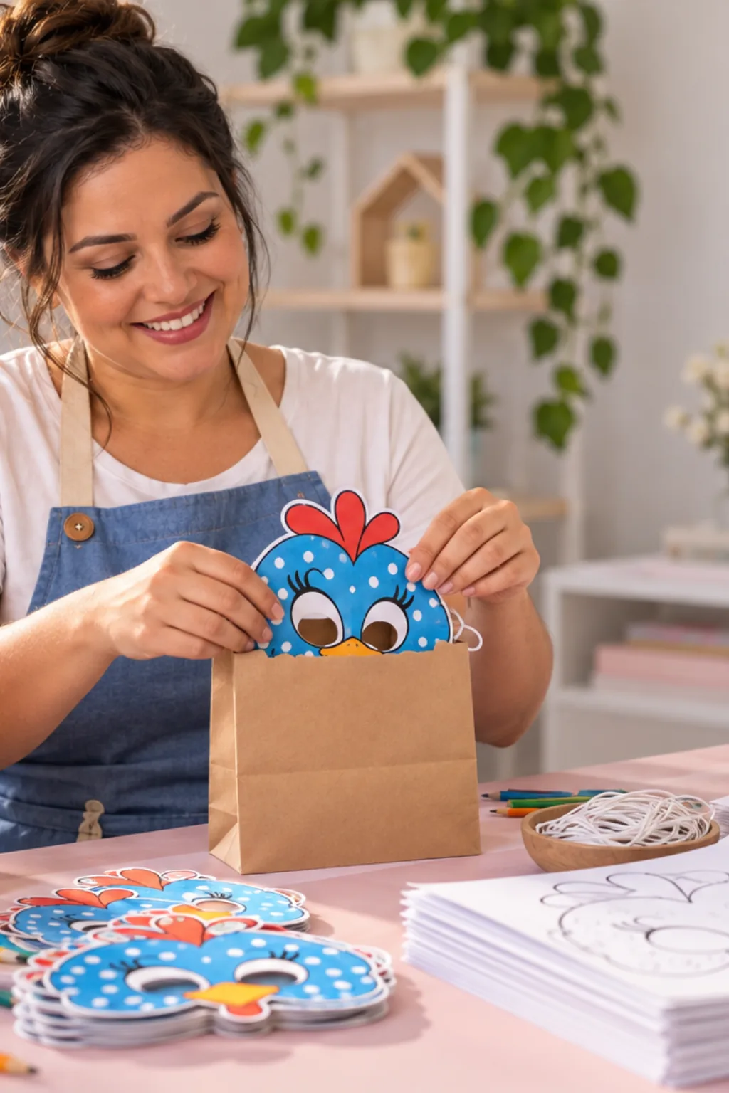 desenhos de máscaras da Galinha Pintadinha para colorir — exemplo criado na Desenhos pra Colorir