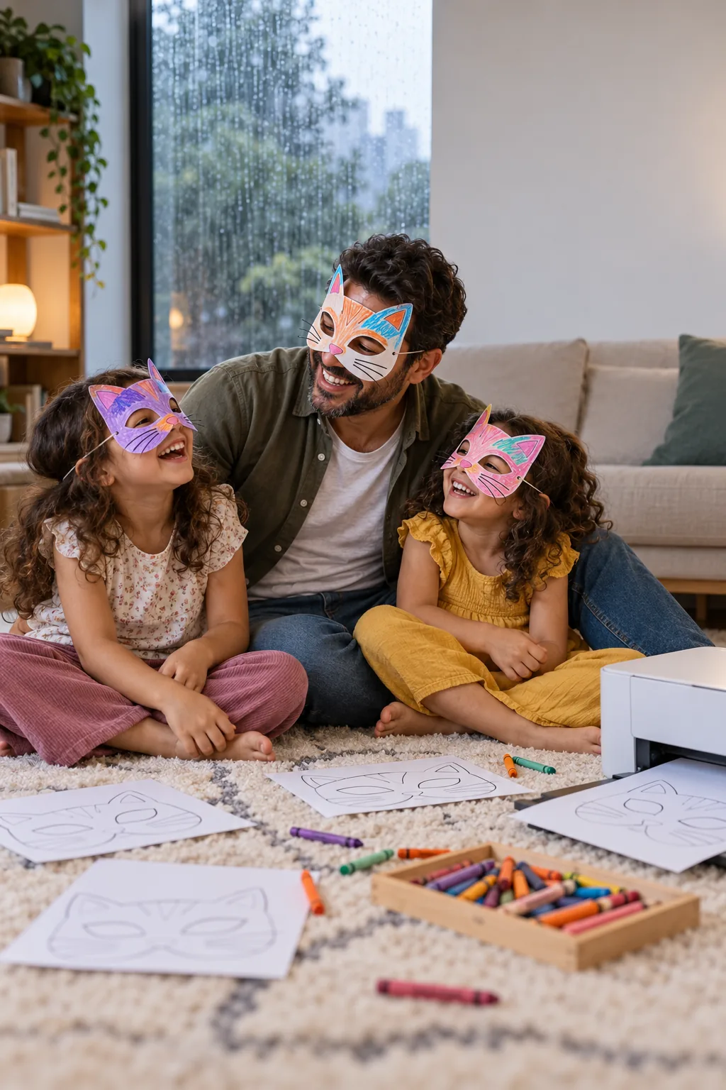 desenhos de máscaras de gato para colorir — exemplo criado na Desenhos pra Colorir