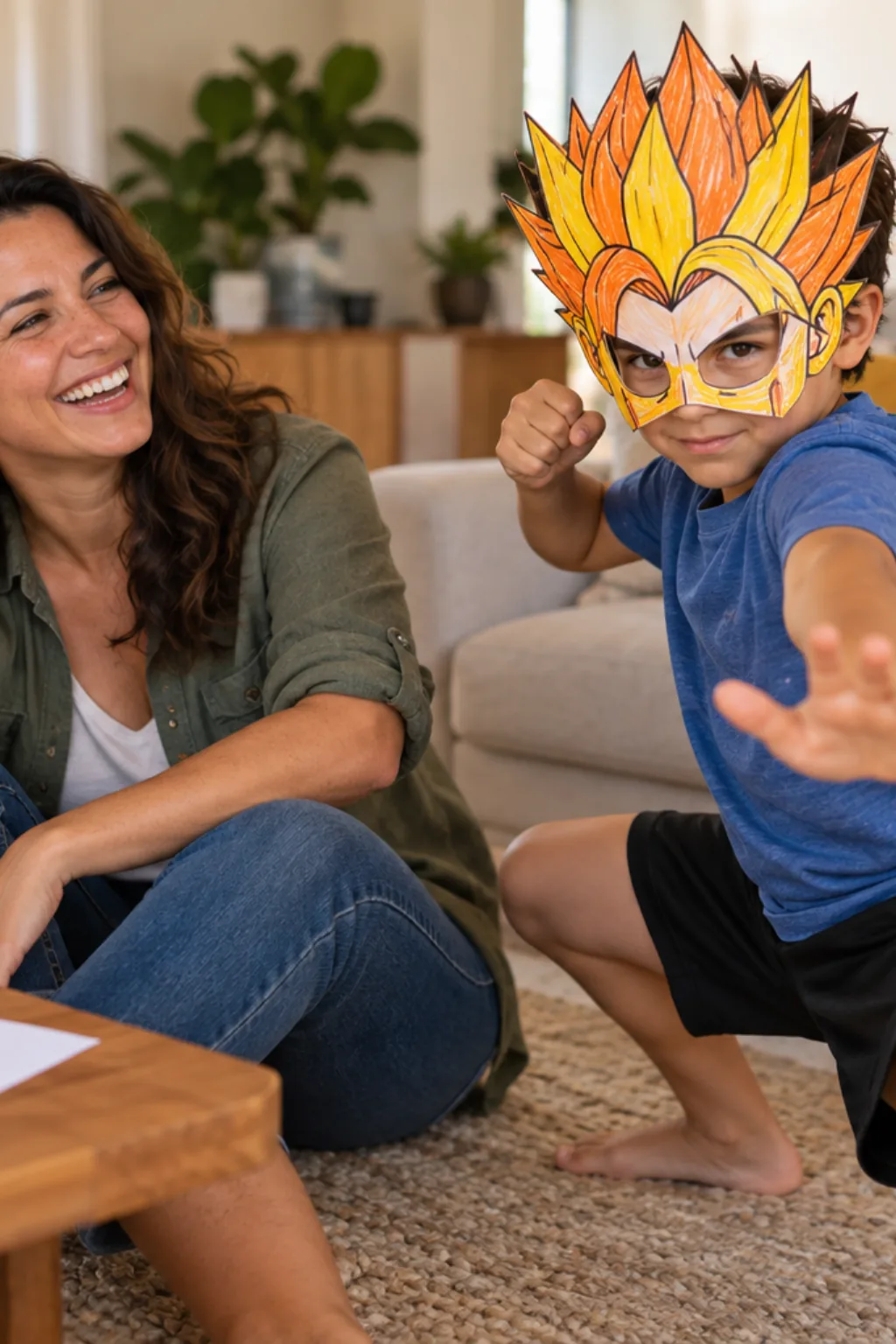 desenhos de máscaras do Goku para colorir — exemplo criado na Desenhos pra Colorir