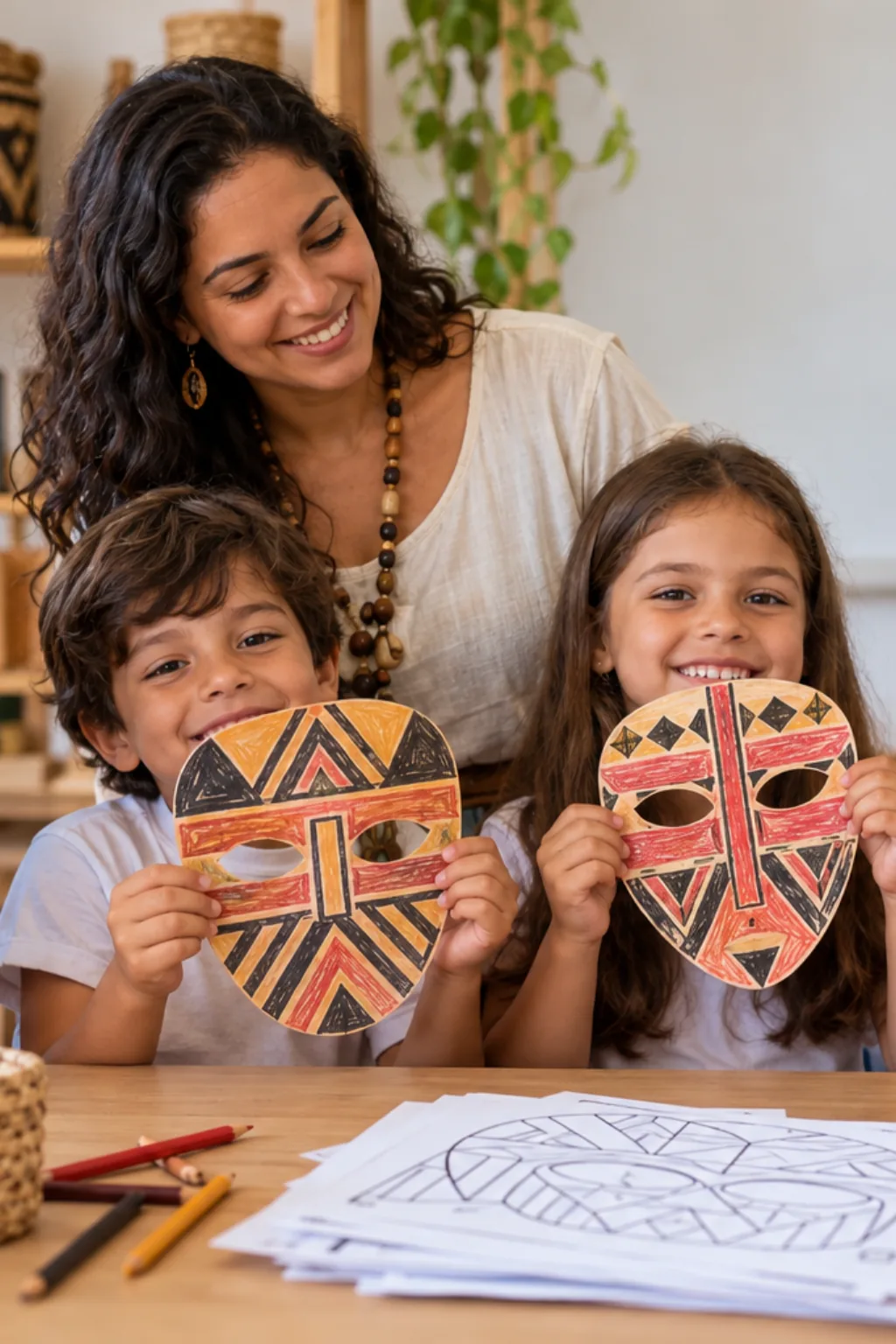 desenhos de máscaras de índio para colorir — exemplo criado na Desenhos pra Colorir