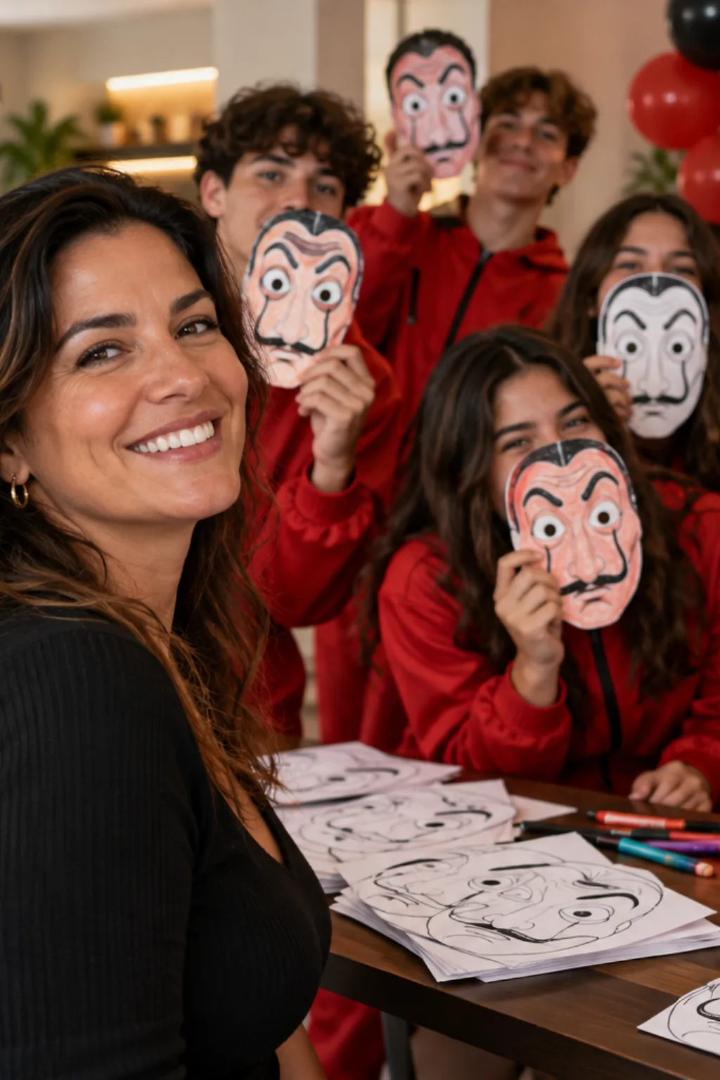 desenhos de máscaras de La Casa de Papel para colorir — exemplo criado na Desenhos pra Colorir