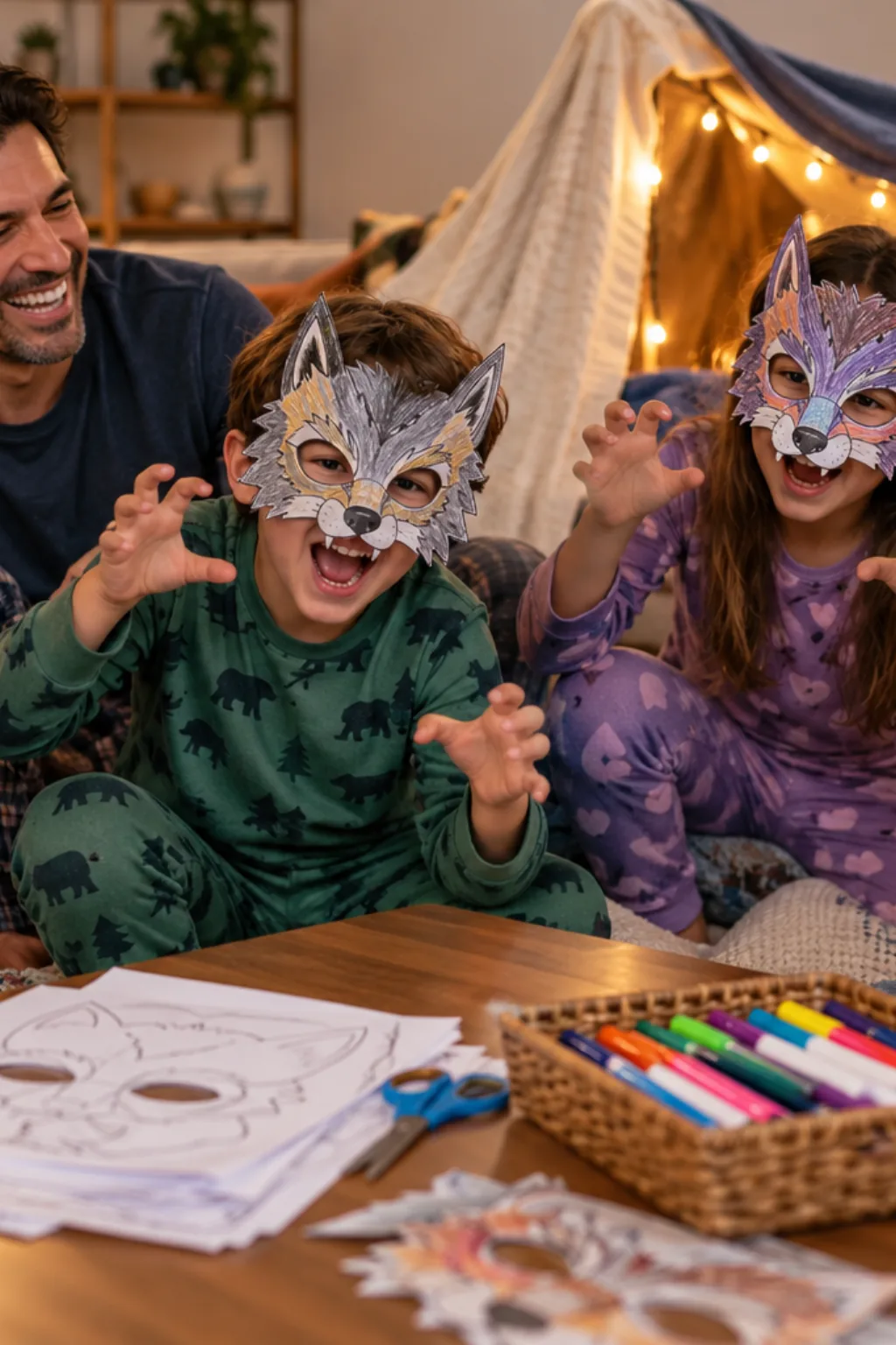 desenhos de máscaras de lobisomem para colorir — exemplo criado na Desenhos pra Colorir