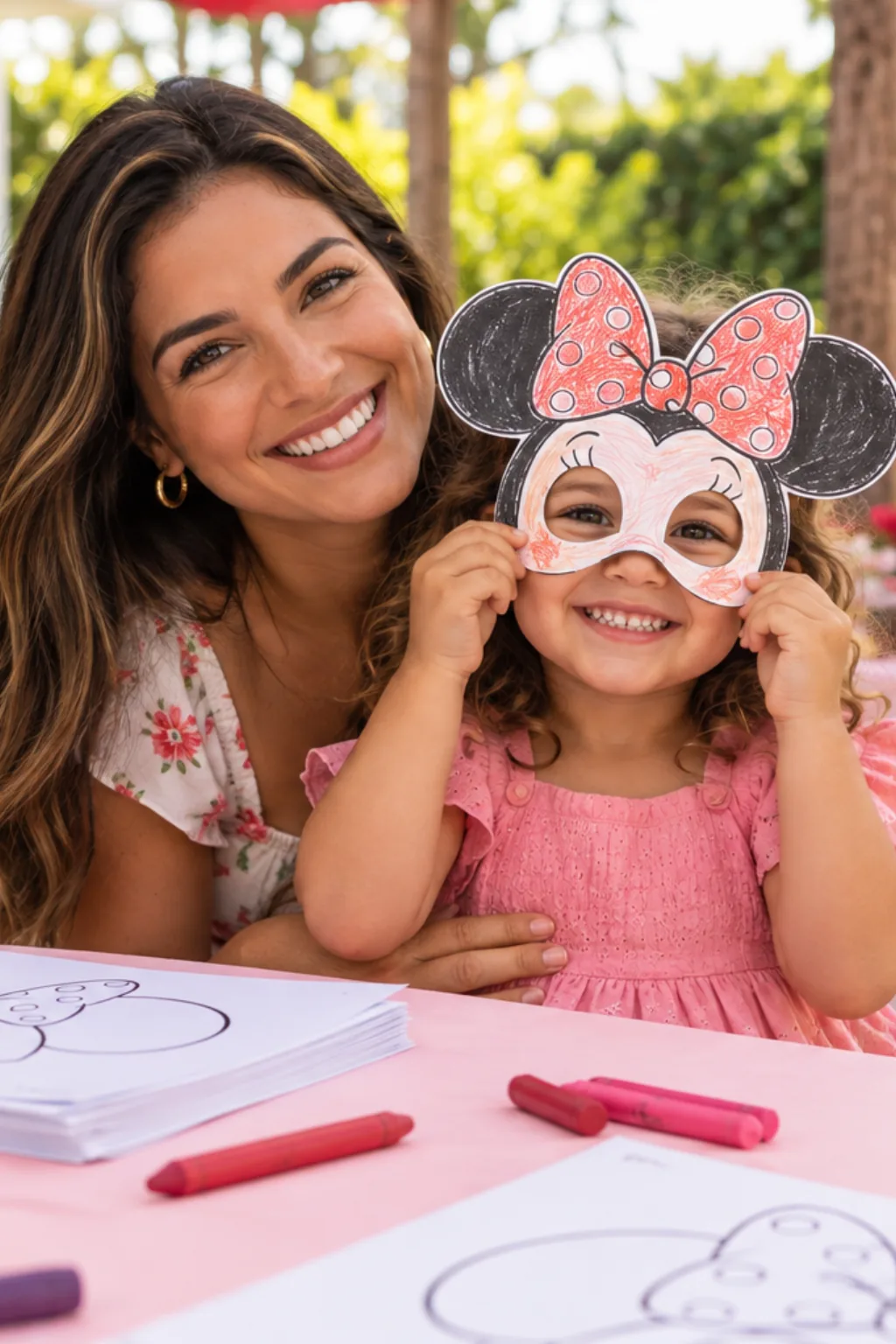 desenhos de máscaras da Minnie para colorir — exemplo criado na Desenhos pra Colorir
