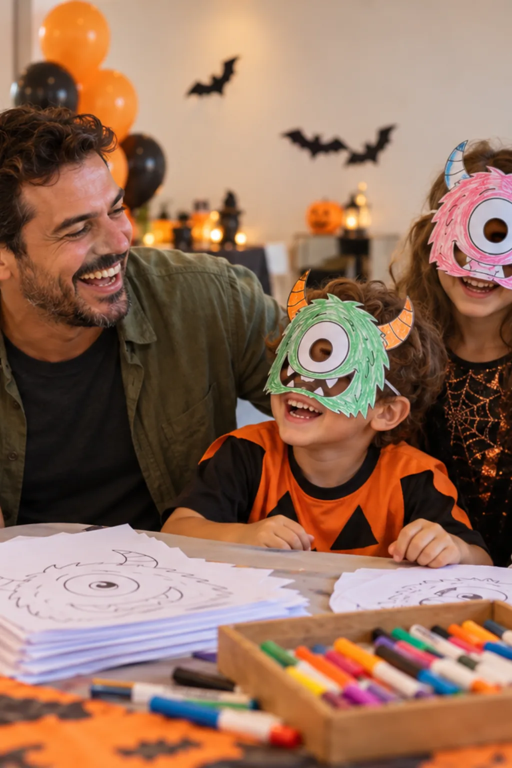 desenhos de máscaras de monstros para colorir — exemplo criado na Desenhos pra Colorir