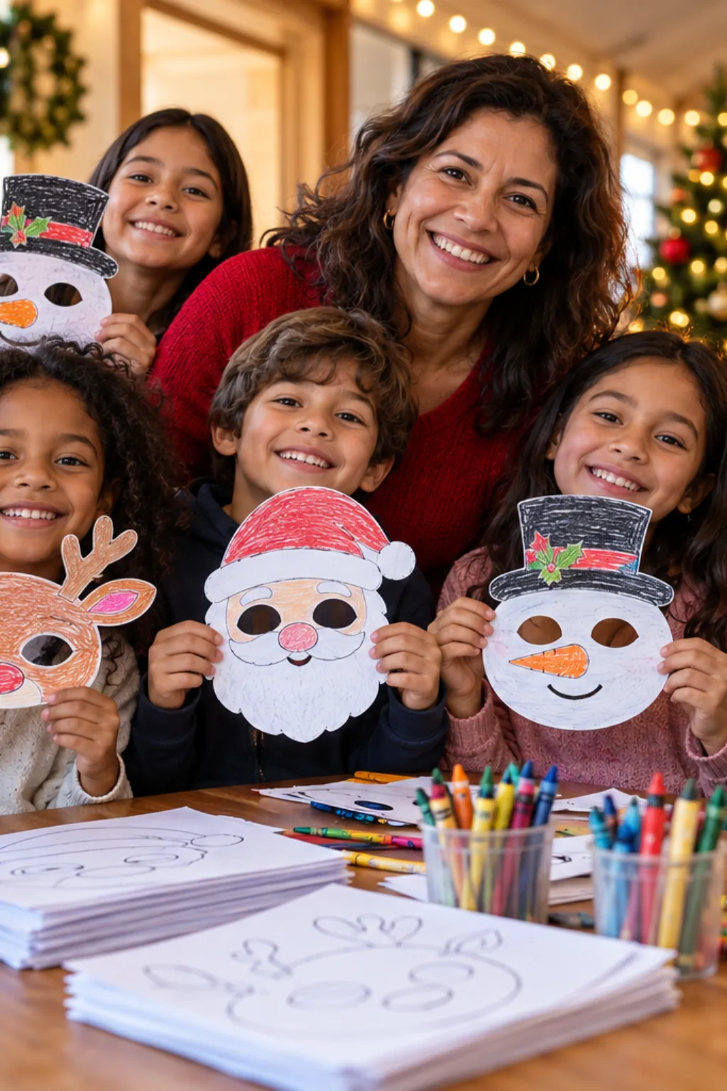 desenhos de máscaras de Natal para colorir — exemplo criado na Desenhos pra Colorir
