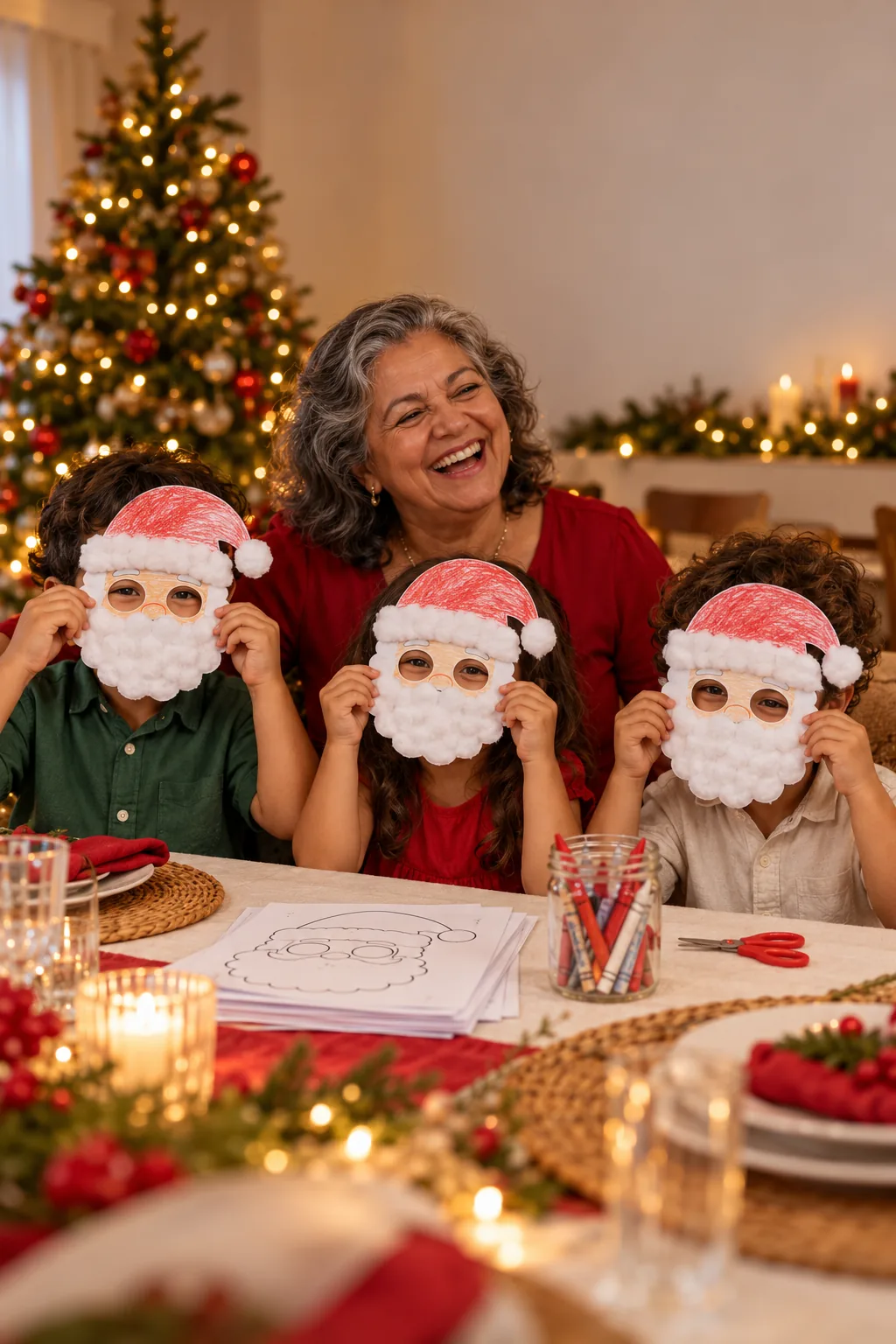 máscaras do Papai Noel para colorir — exemplo criado na Desenhos pra Colorir