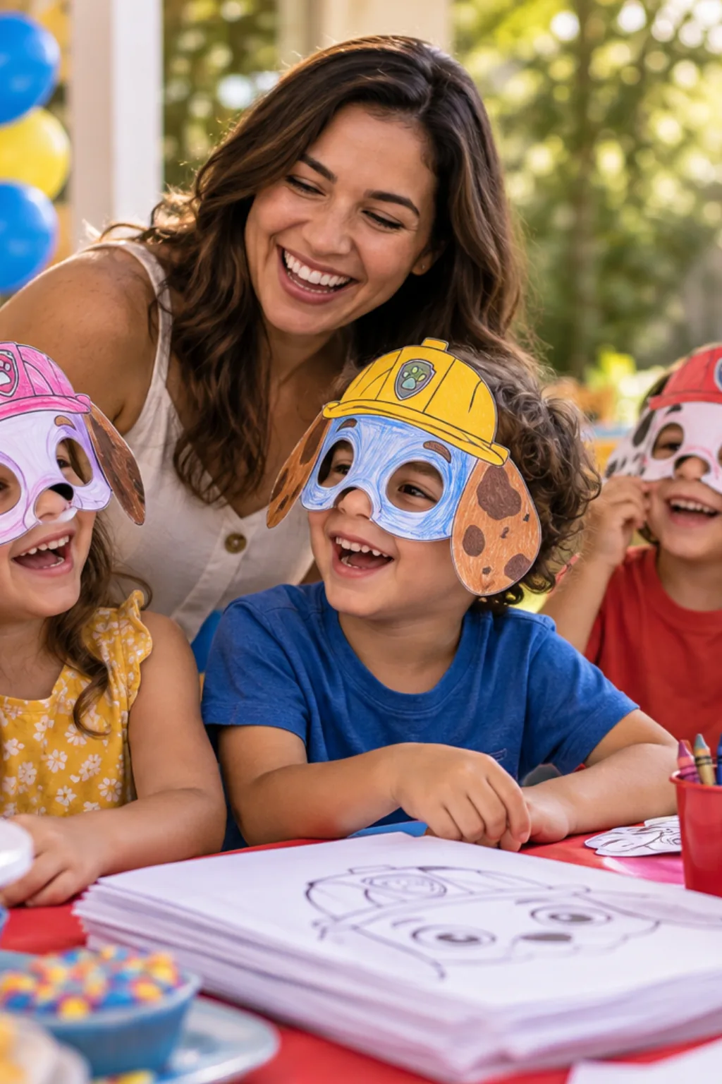 desenhos de máscaras da Patrulha Canina para colorir — exemplo criado na Desenhos pra Colorir