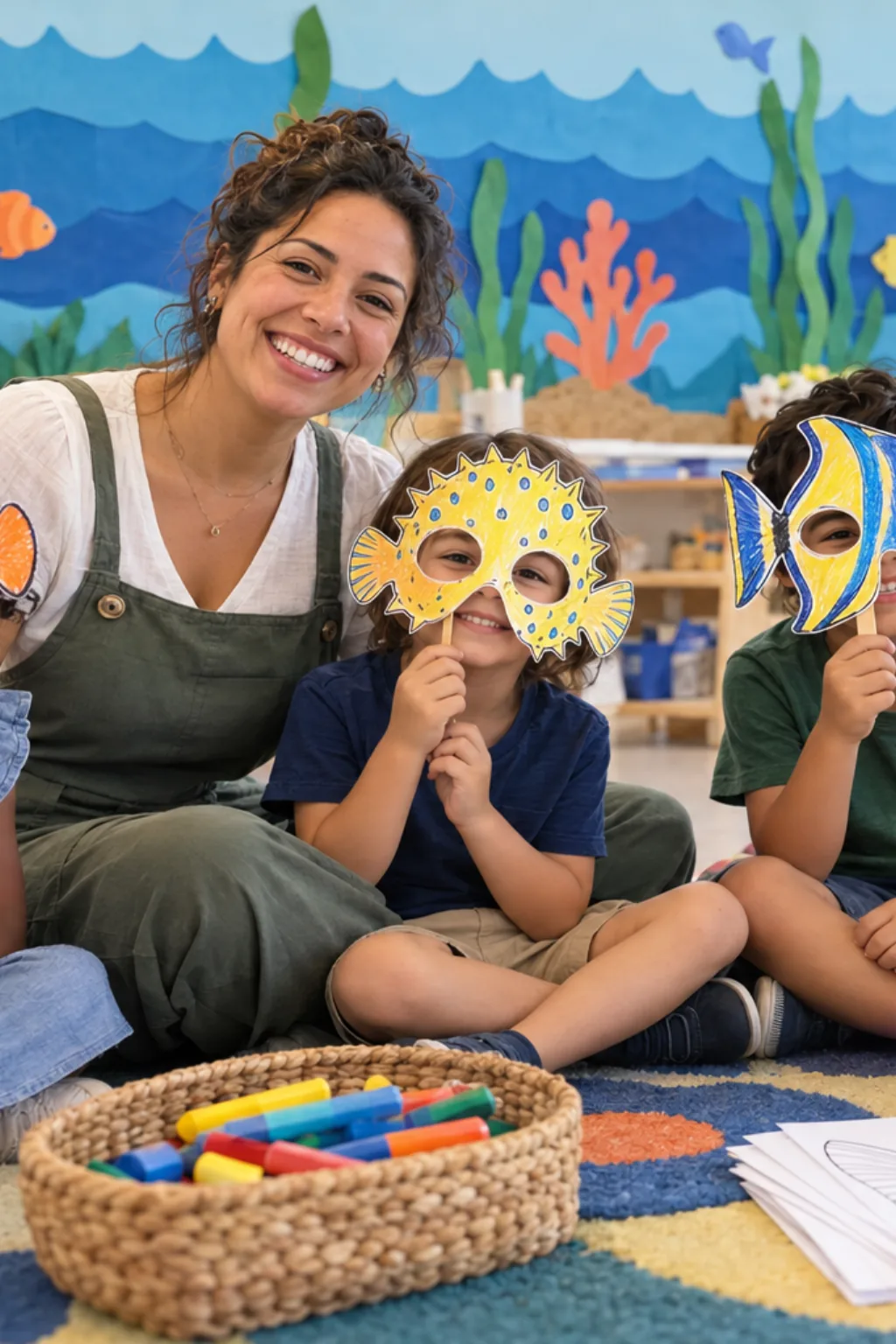 desenhos de máscaras de peixe para colorir — exemplo criado na Desenhos pra Colorir