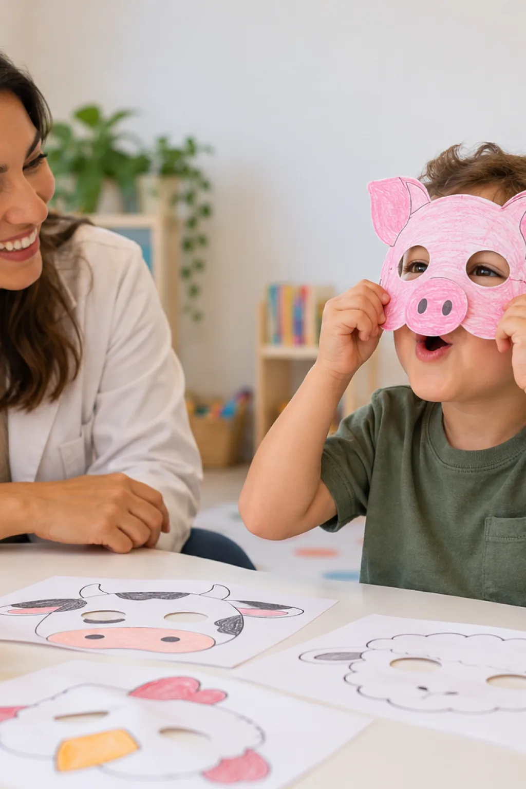 desenhos de máscaras de porco para colorir — exemplo criado na Desenhos pra Colorir